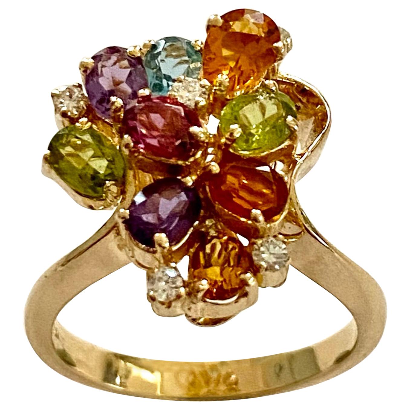 Gemstone Rings Amethyst Ring Triangle Ring Mneme Multi Gemstone Ring Garnet Ring Minimalist Ring Topaz Ring Three Stone Ring