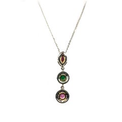 Multi-Color Gems Pendant Necklace