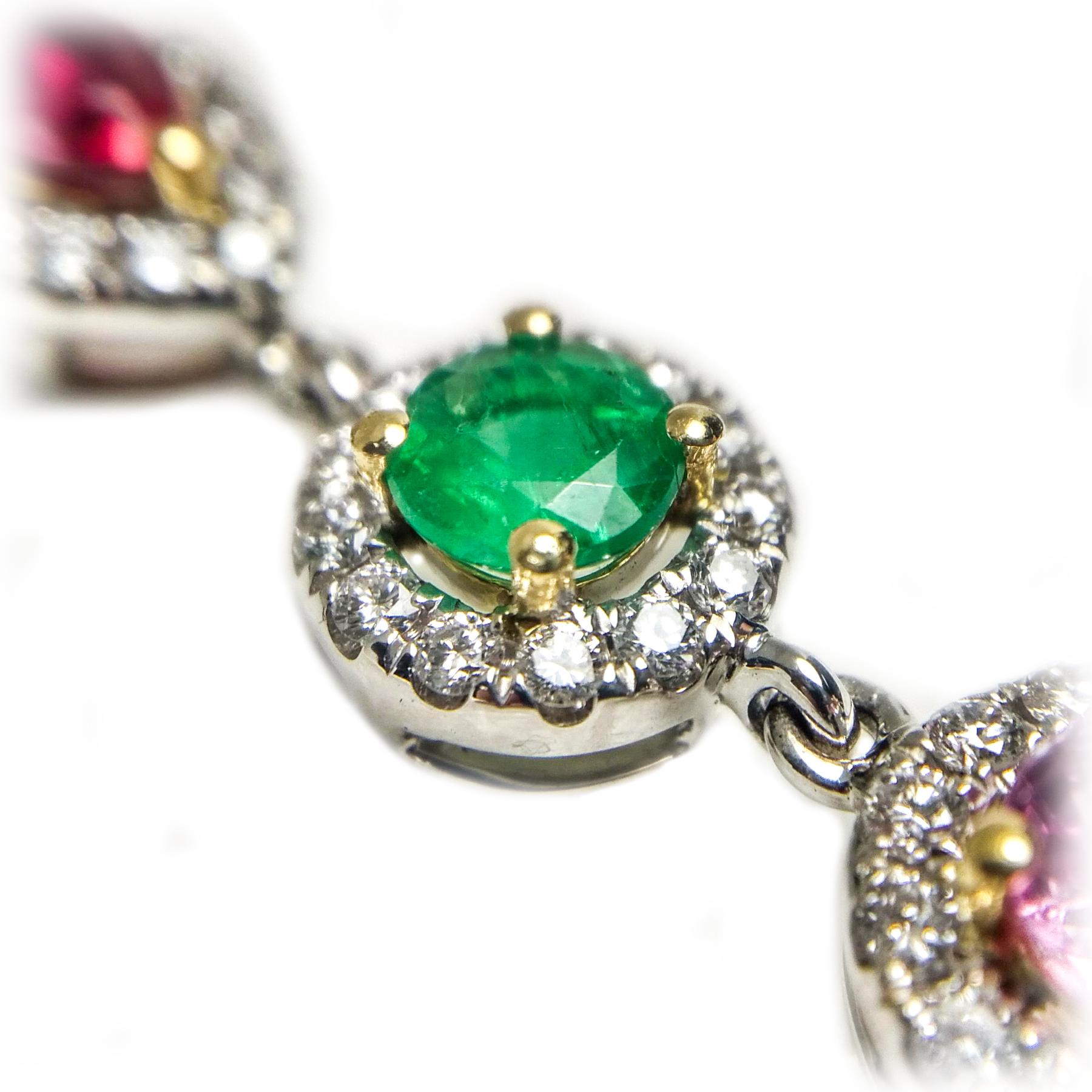 Contemporary Multi-Color Gems Pendant Necklace