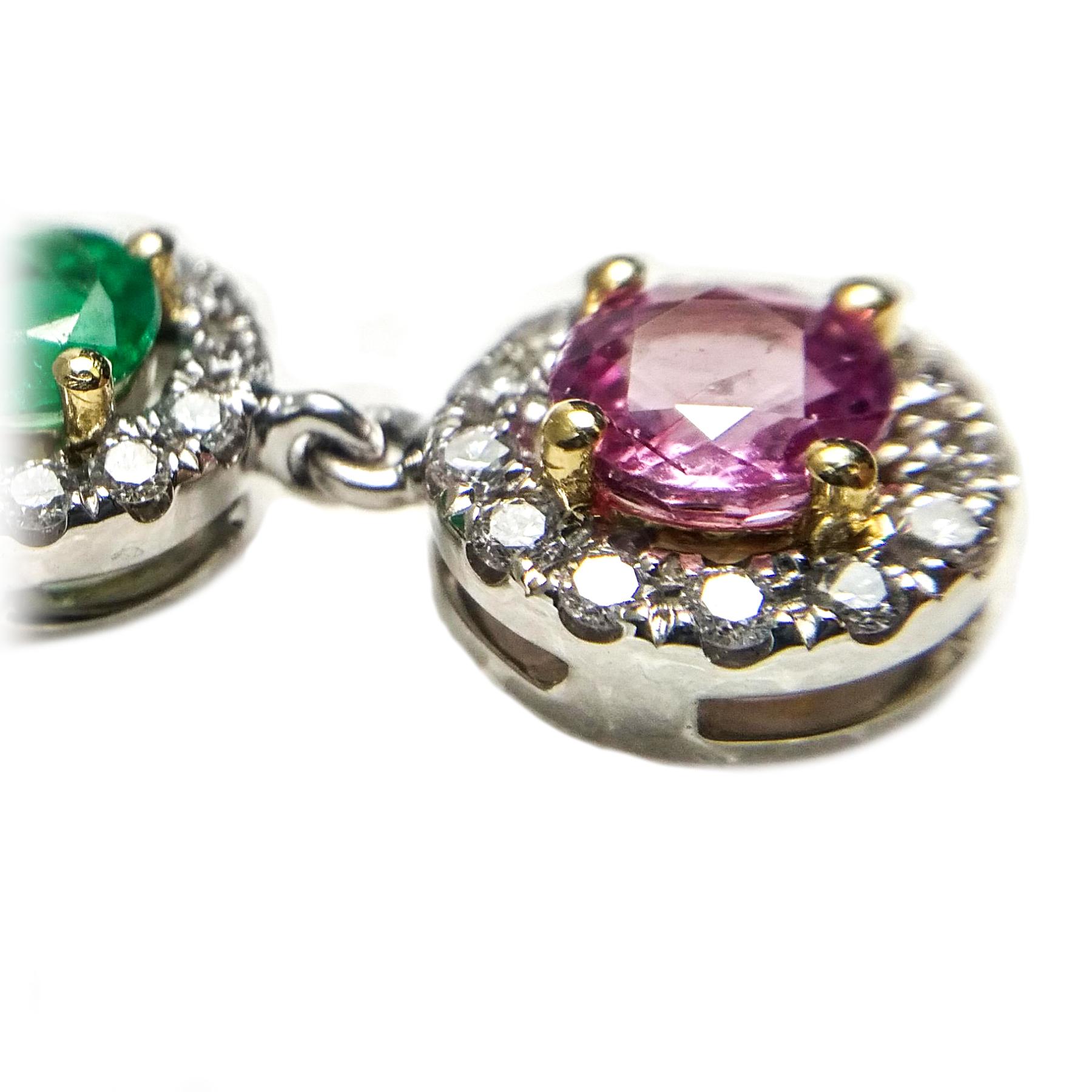 Round Cut Multi-Color Gems Pendant Necklace For Sale