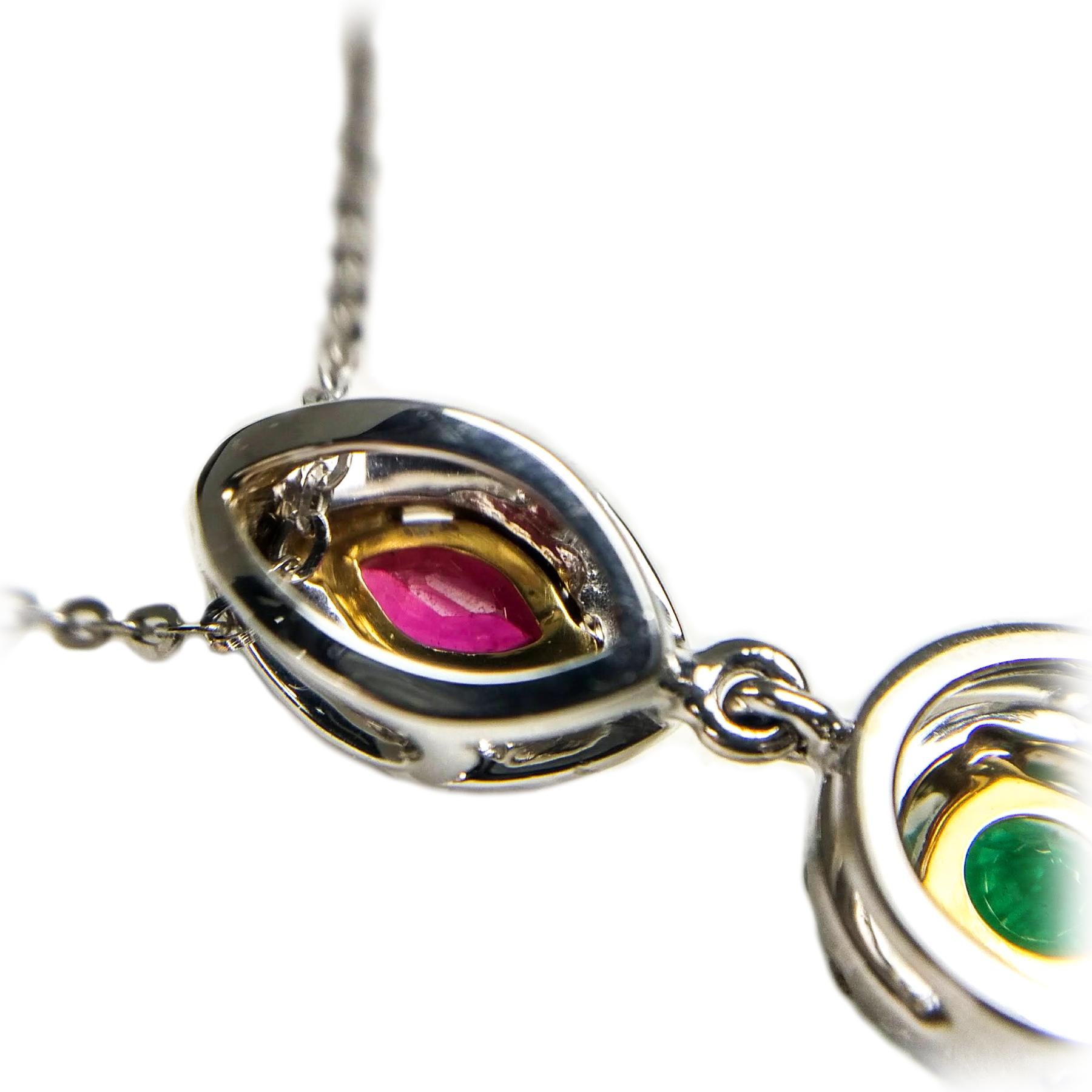 Mehrfarbige Edelstein-Anhänger-Halskette für Damen oder Herren