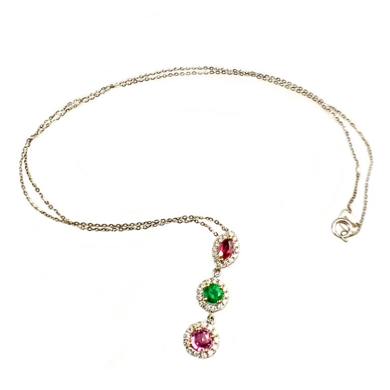 Multi-Color Gems Pendant Necklace For Sale 2
