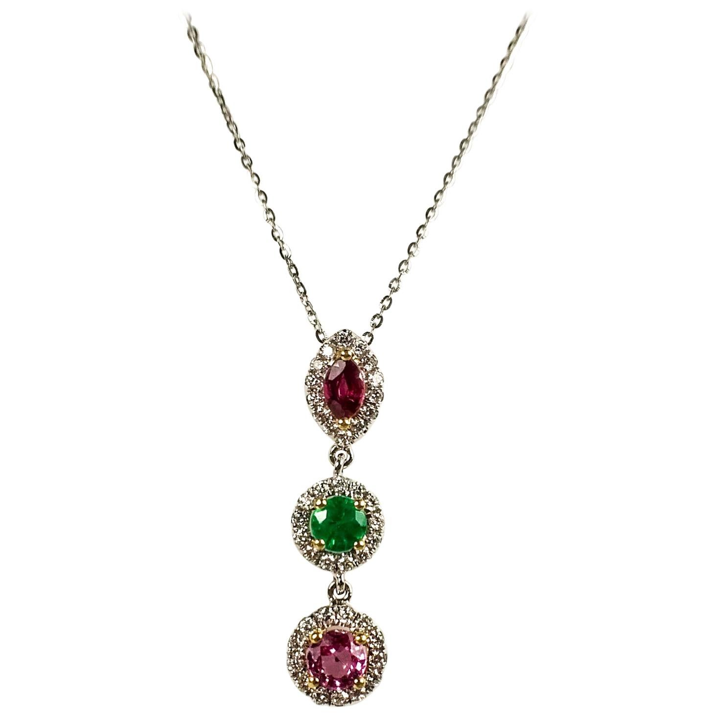 Multi-Color Gems Pendant Necklace