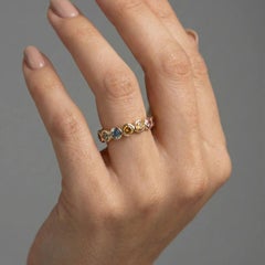 Multi-Color Gemstone 14K (18K Custom) Gold Bezel Eternity Ring
