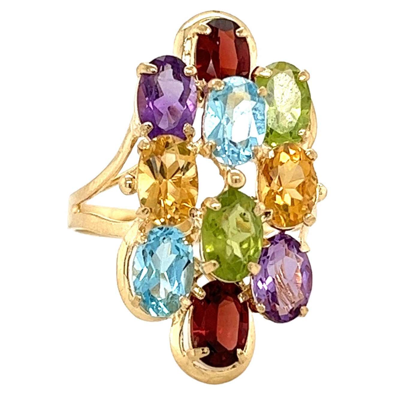 Multi Color Gemstone Ring in 14k Topaz, Garnet, Amethyst, Citrine and ...