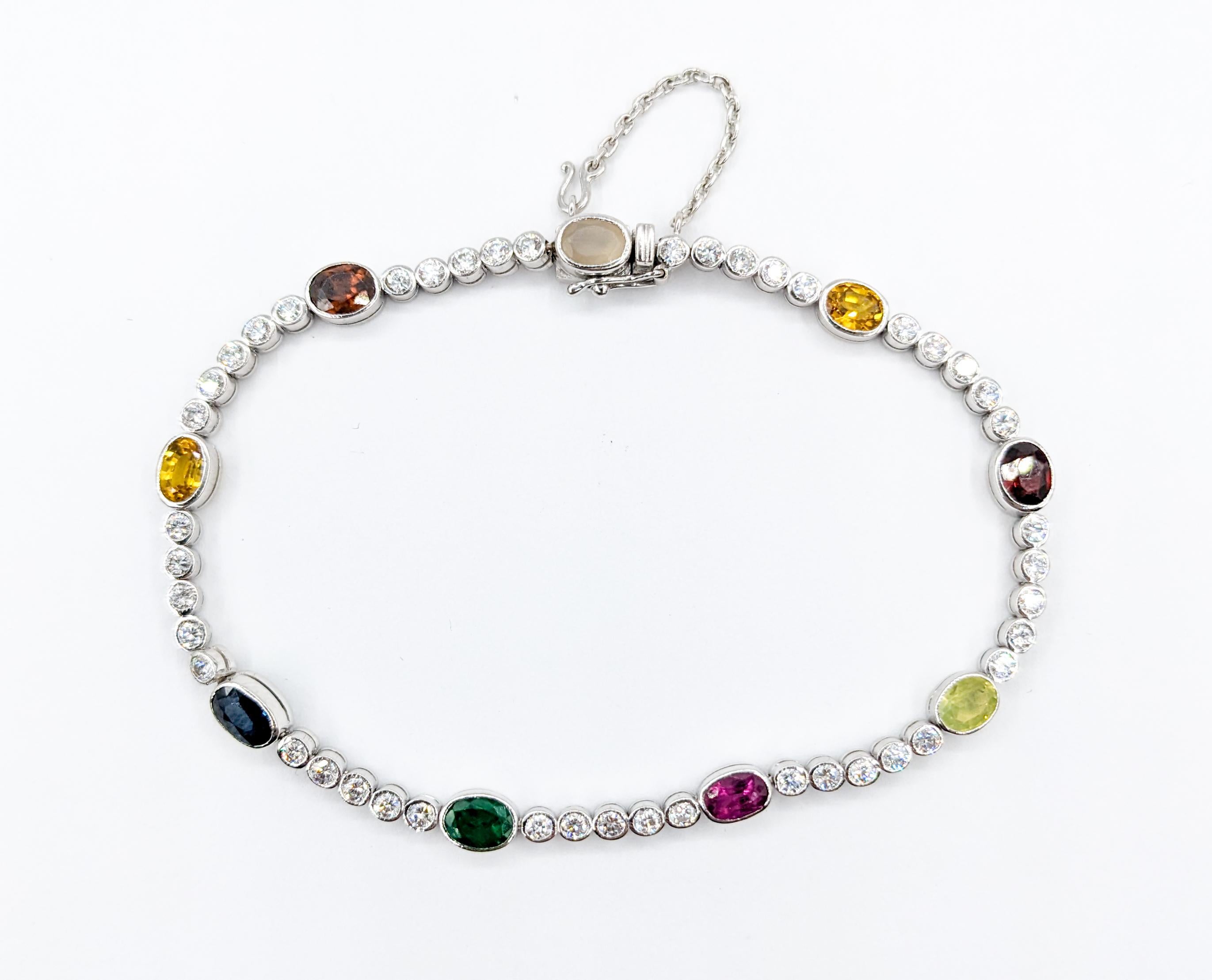 Multi Gemstone Diamond, Sapphire, Ruby, Moonstone, Quartz, Emerald Bracelet 18k 2