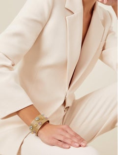 Multi-Color Gemstone Woven Yellow Gold Bracelet