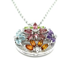 Multi-Color Gemstones Pendant Necklace