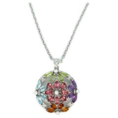 Multi-Color Gemstones Pendant Necklace