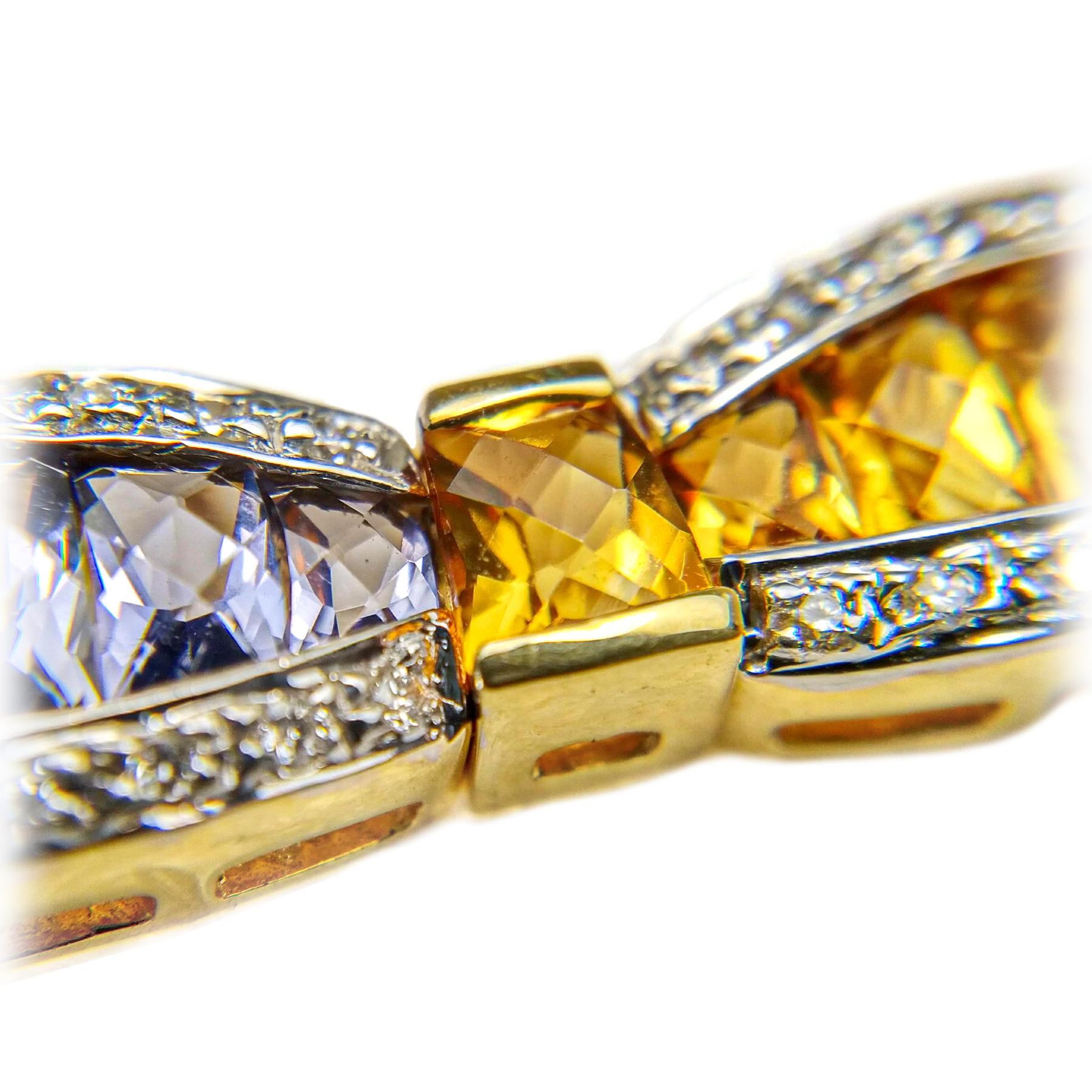 Women's or Men's Multi Color Gemstones Yellow Gold Necklace