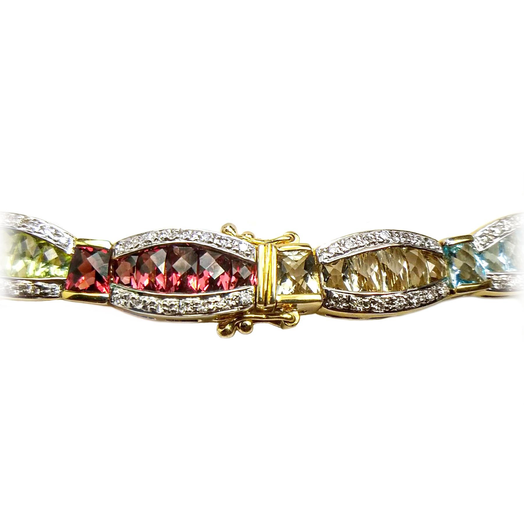Multi Color Gemstones Yellow Gold Necklace 1