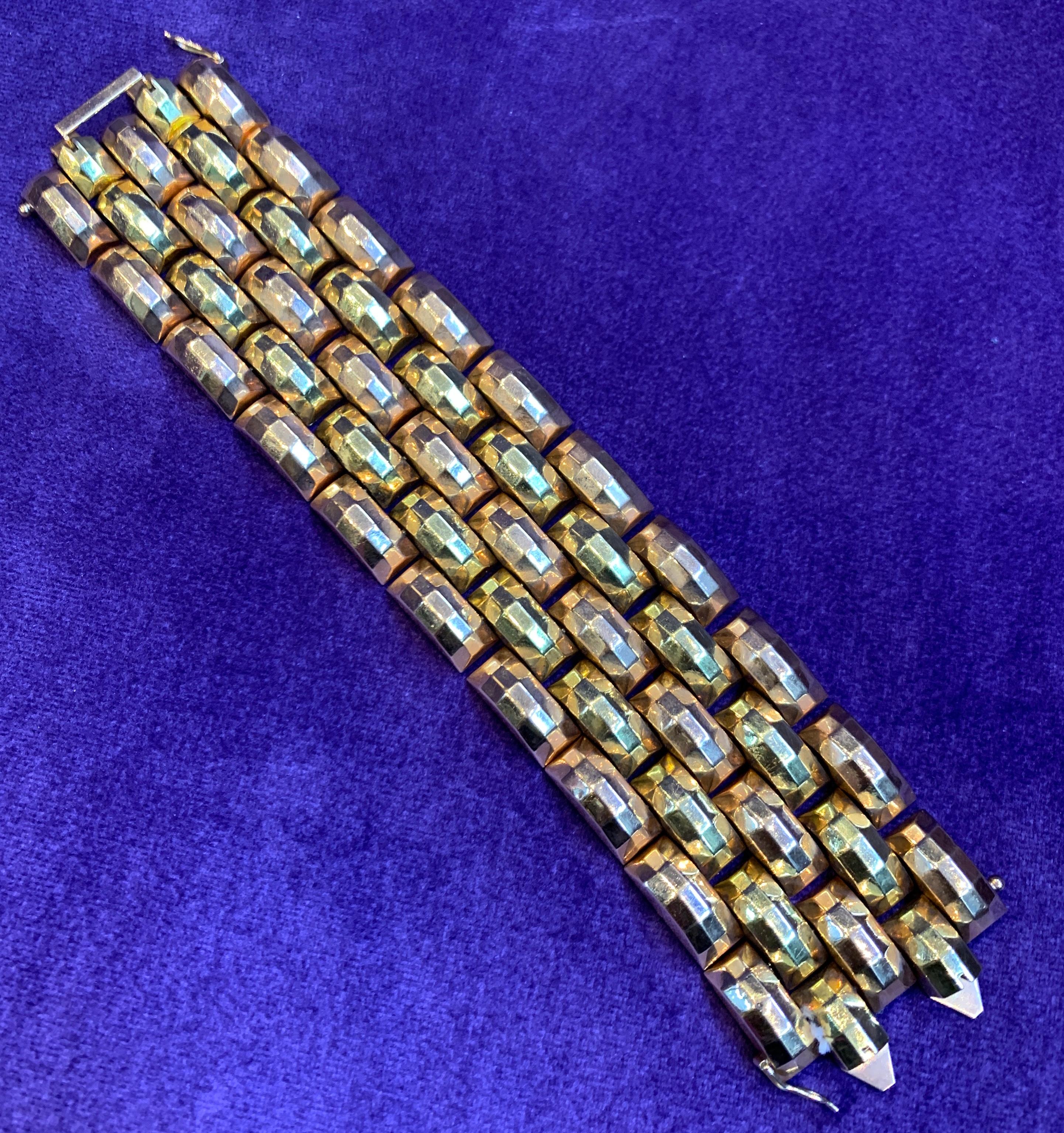 Multi Color Gold Retro Tank Bracelet 1