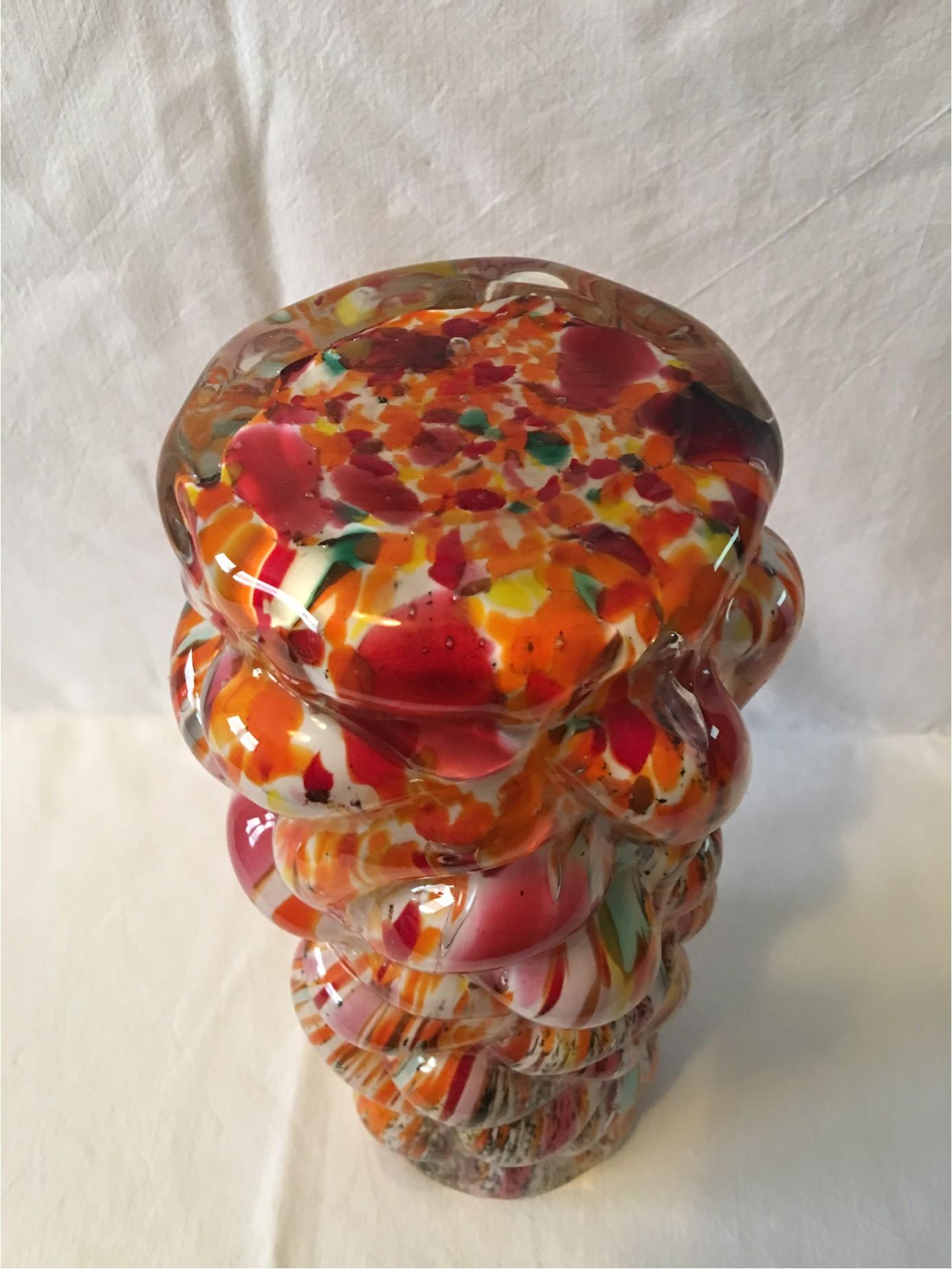 Multi-Color Hand Blown Murano Glass Vase from 1960s Italy im Angebot 3
