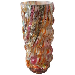 Multi-Color Hand Blown Murano Glass Vase from 1960s Italy