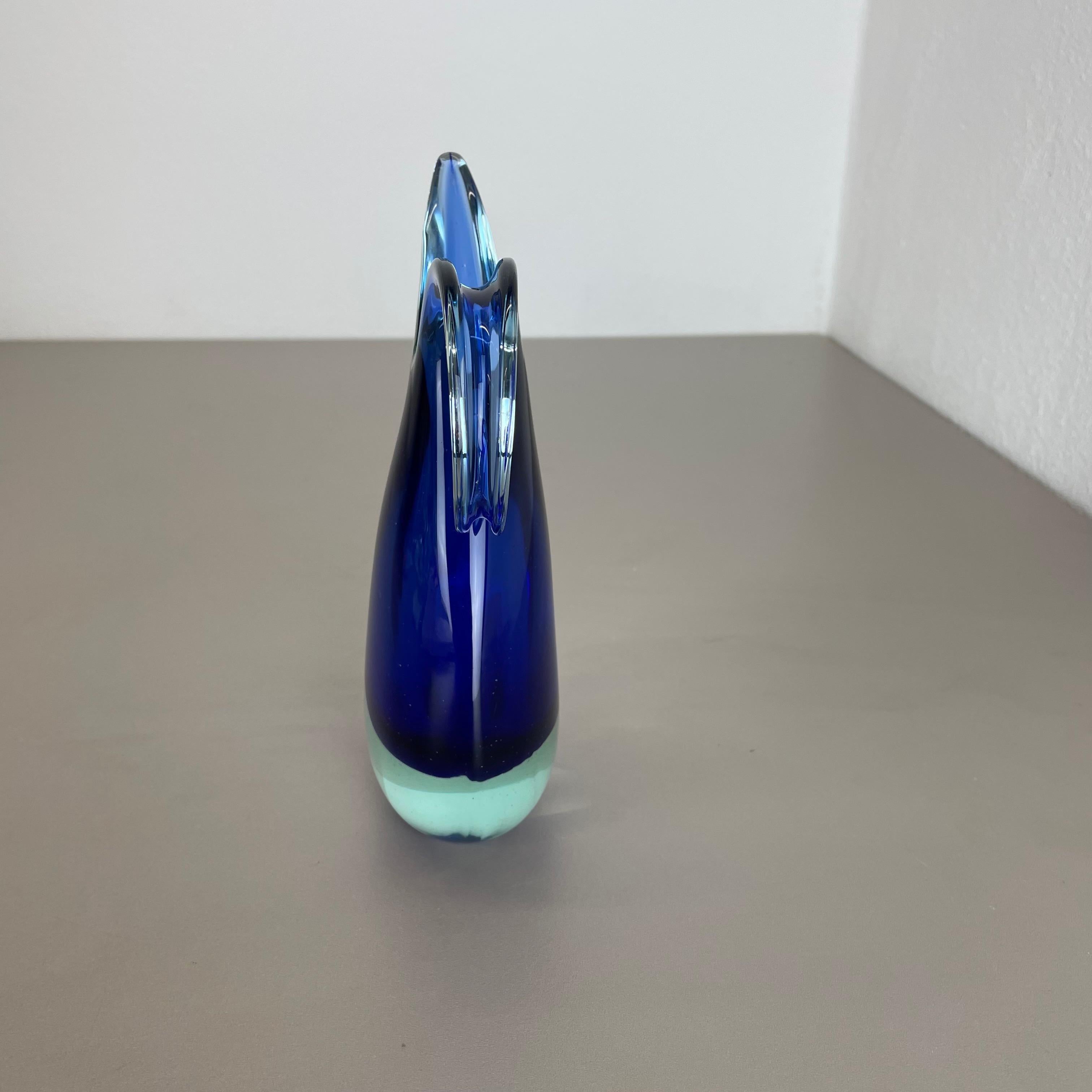 Italian Multi-Color Heavy Large Murano Glass Sommerso Vase by Flavio Poli, Italy, 1970s For Sale