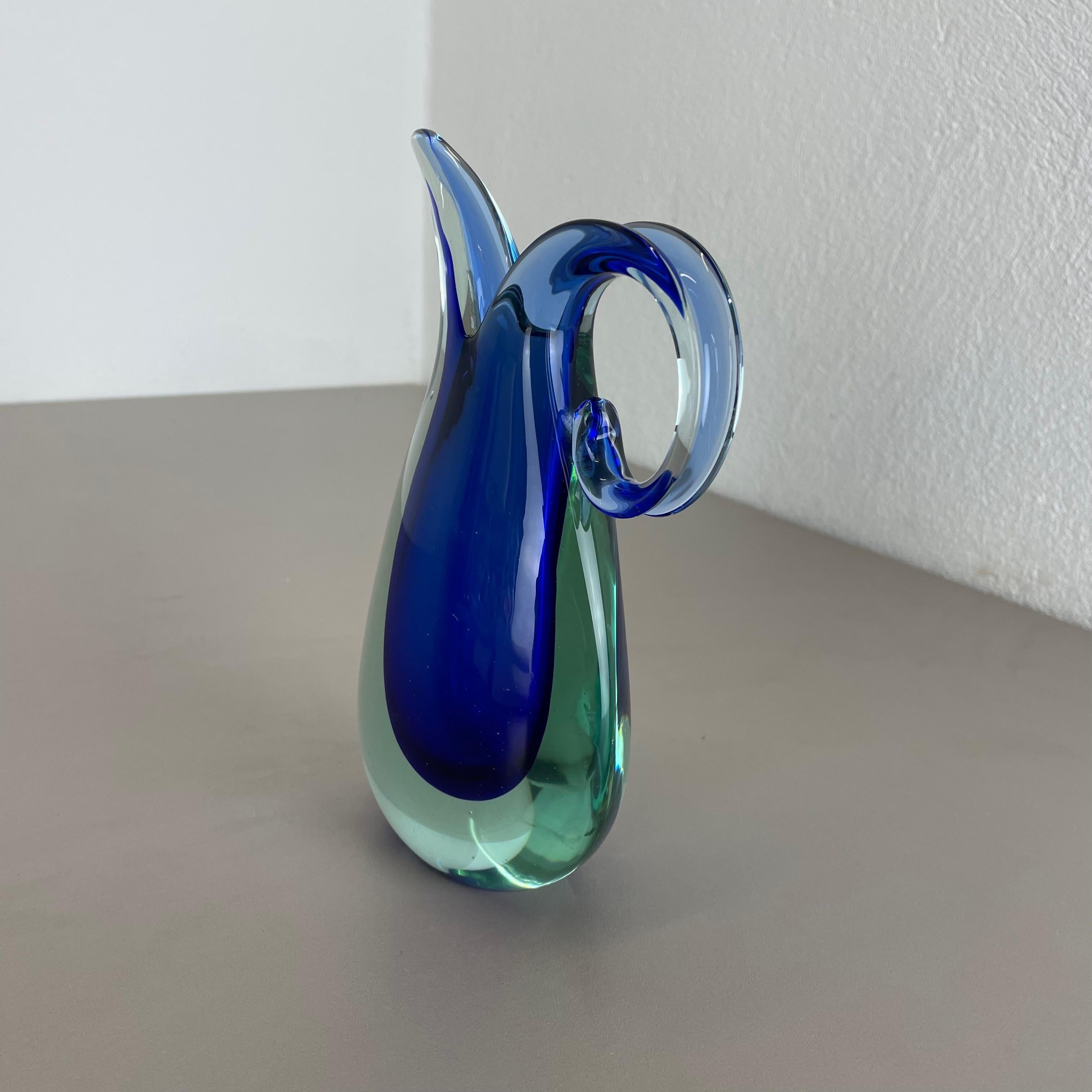 Multi-Color Heavy Large Murano Glass Sommerso Vase by Flavio Poli, Italy, 1970s In Good Condition For Sale In Kirchlengern, DE