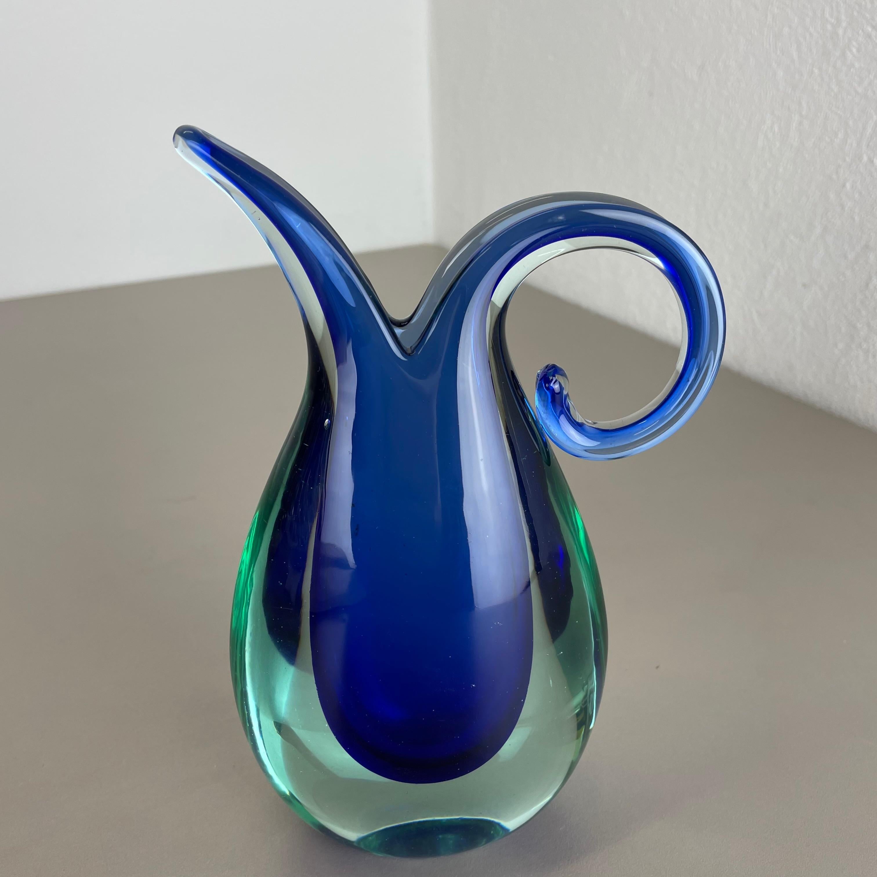 20th Century Multi-Color Heavy Large Murano Glass Sommerso Vase by Flavio Poli, Italy, 1970s For Sale