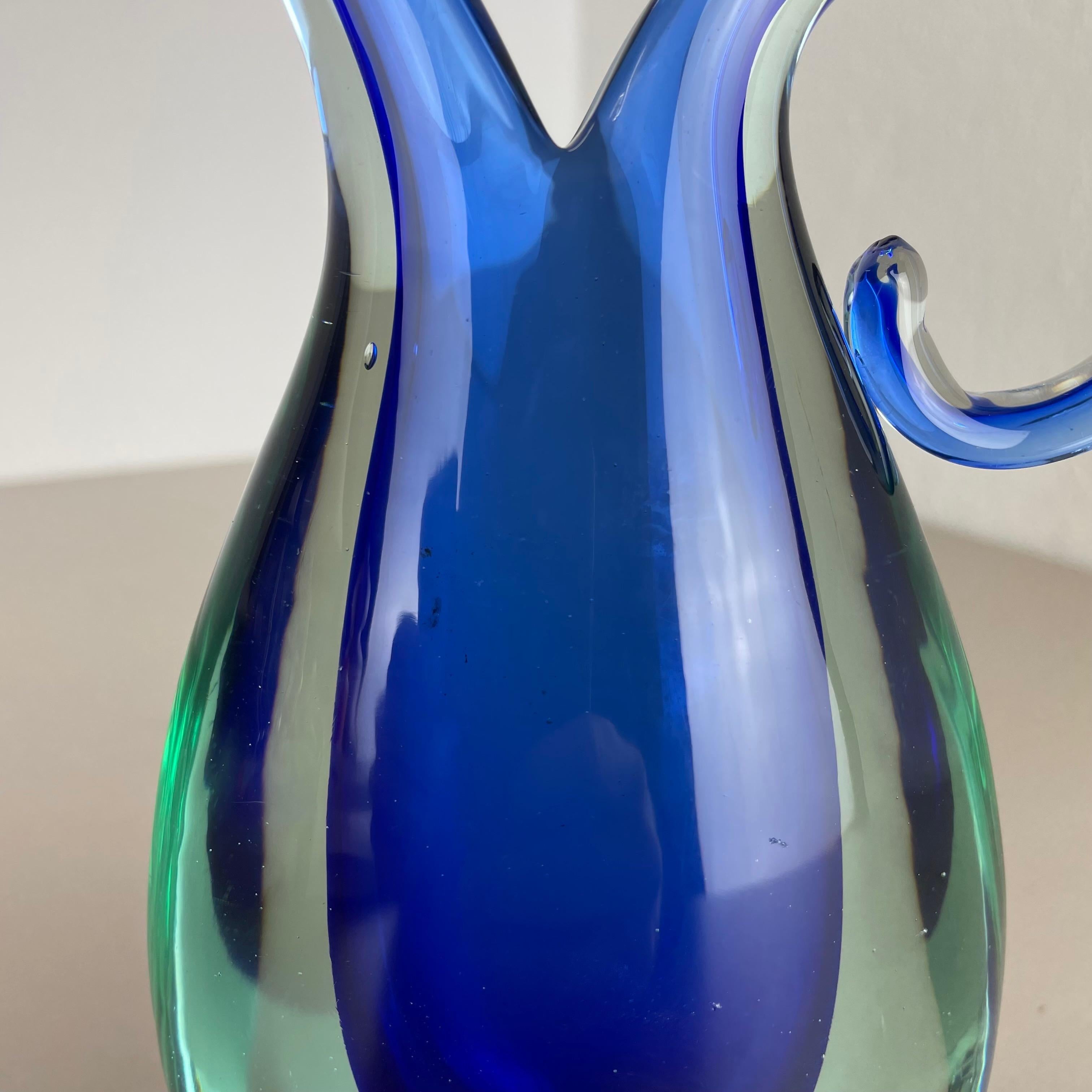 Multi-Color Heavy Large Murano Glass Sommerso Vase by Flavio Poli, Italy, 1970s For Sale 1