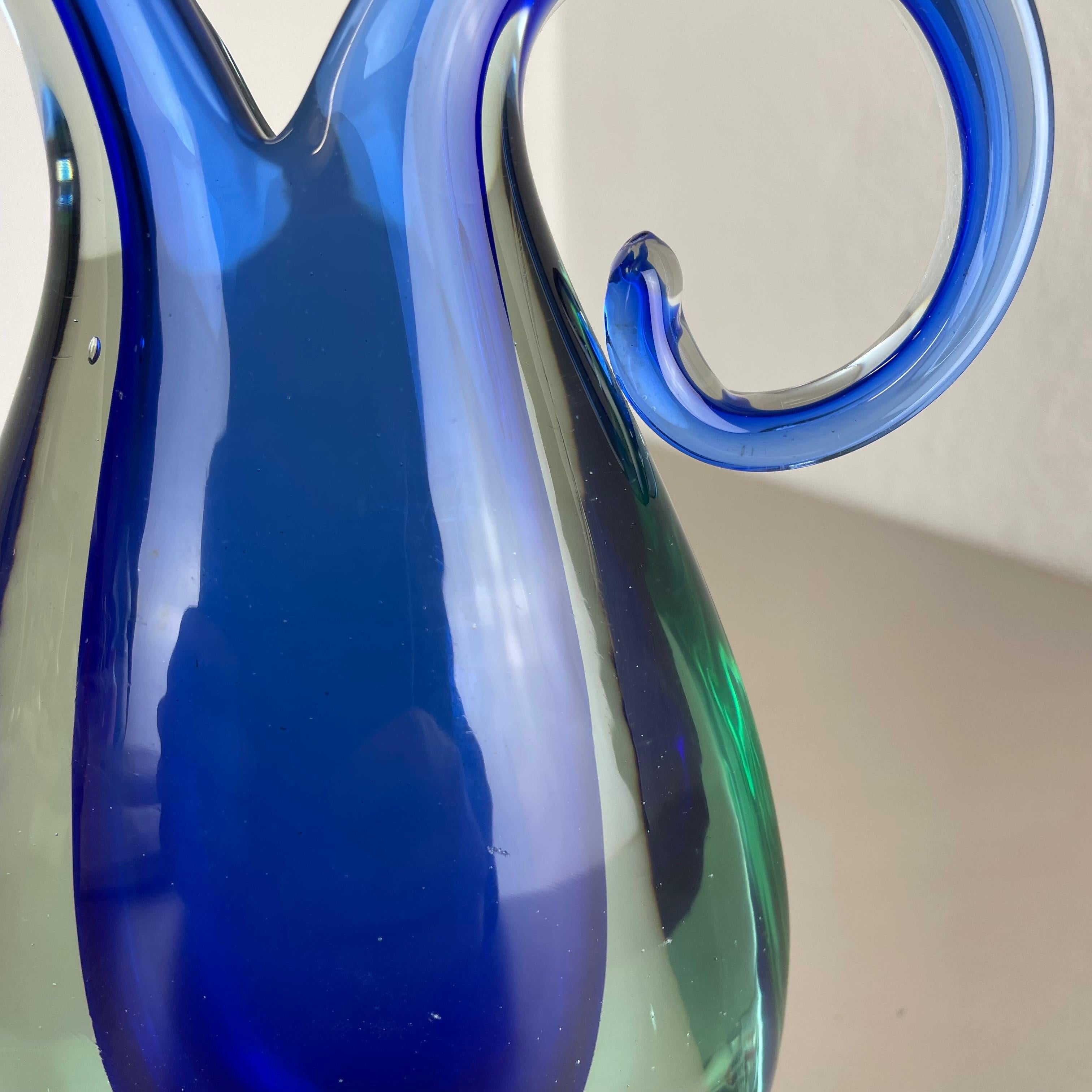 Multi-Color Heavy Large Murano Glass Sommerso Vase by Flavio Poli, Italy, 1970s For Sale 2