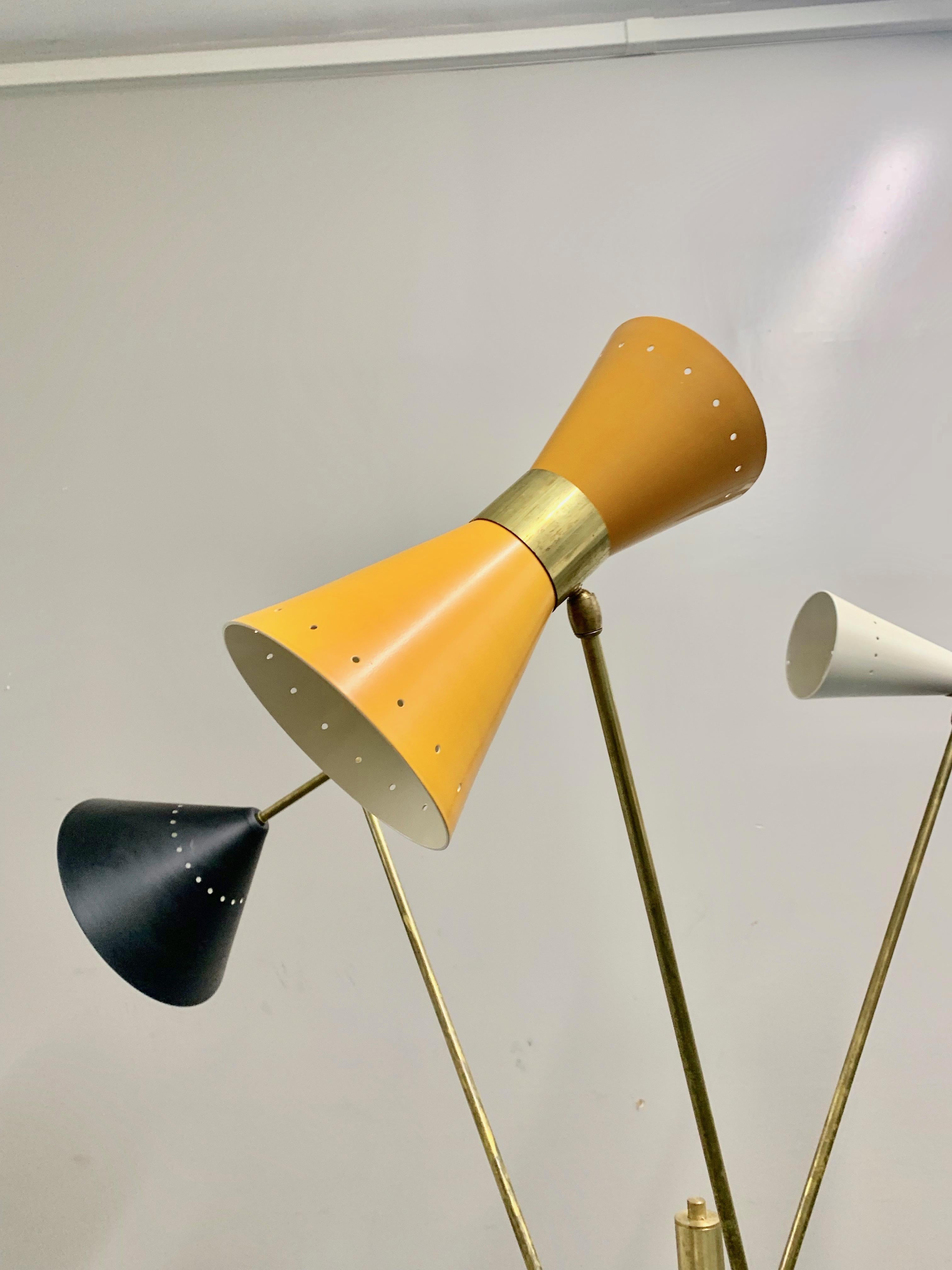 Multi-Color Italian Three-Arm Floor Lamp, 'Triennale' Style 3