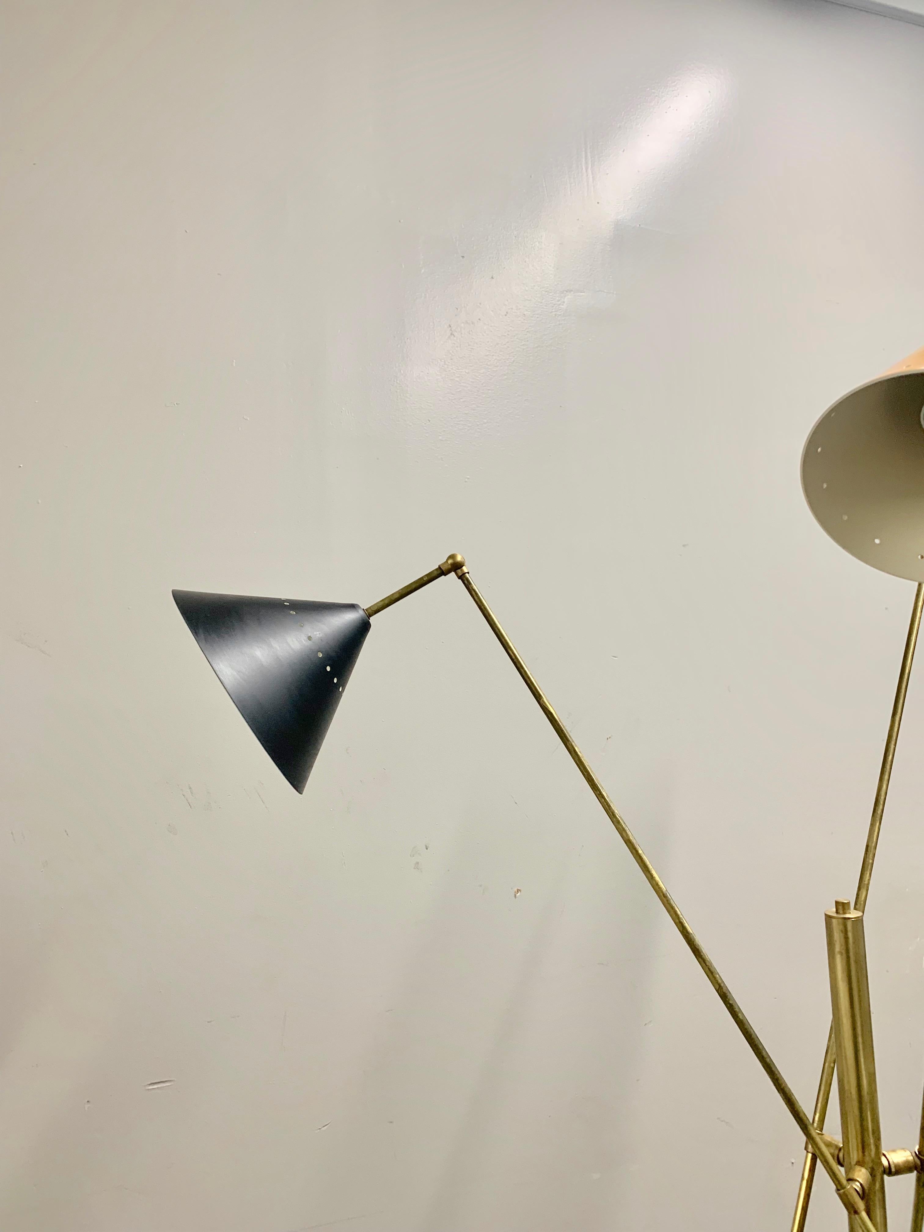 Multi-Color Italian Three-Arm Floor Lamp, 'Triennale' Style 5