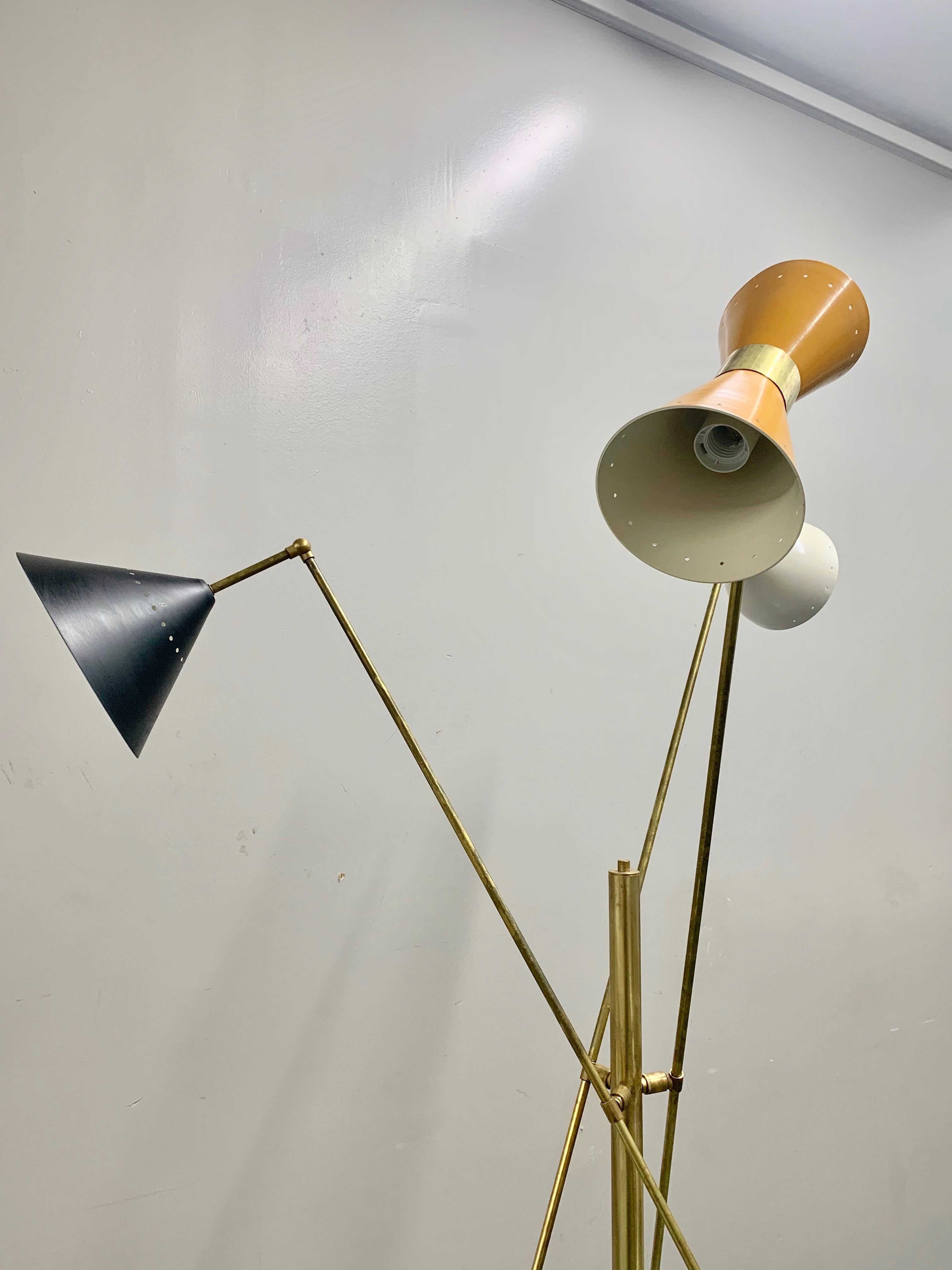 Multi-Color Italian Three-Arm Floor Lamp, 'Triennale' Style 6