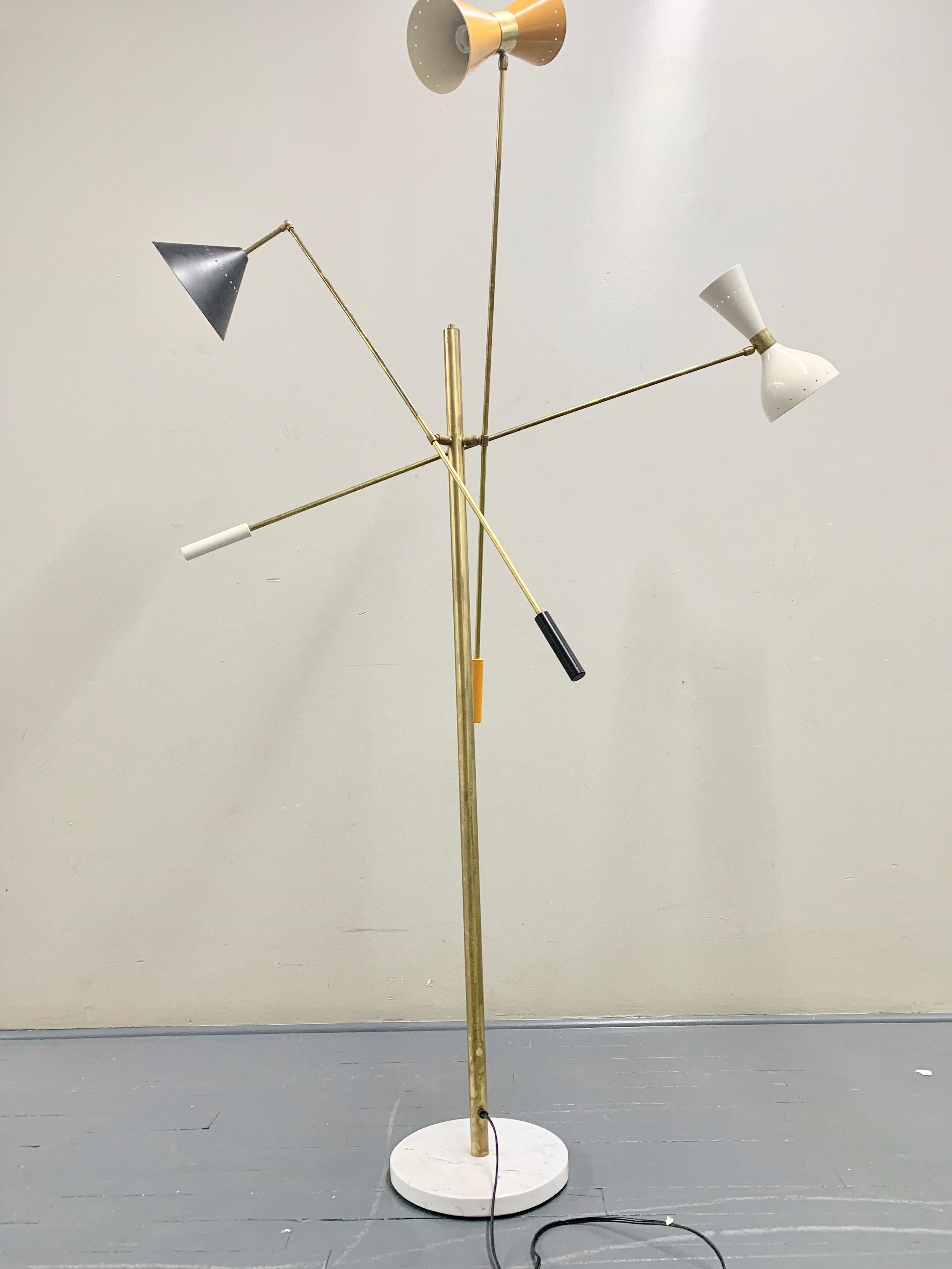 Contemporary Multi-Color Italian Three-Arm Floor Lamp, 'Triennale' Style