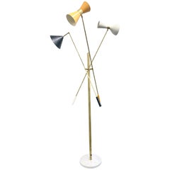 Multi-Color Italian Three-Arm Floor Lamp, 'Triennale' Style