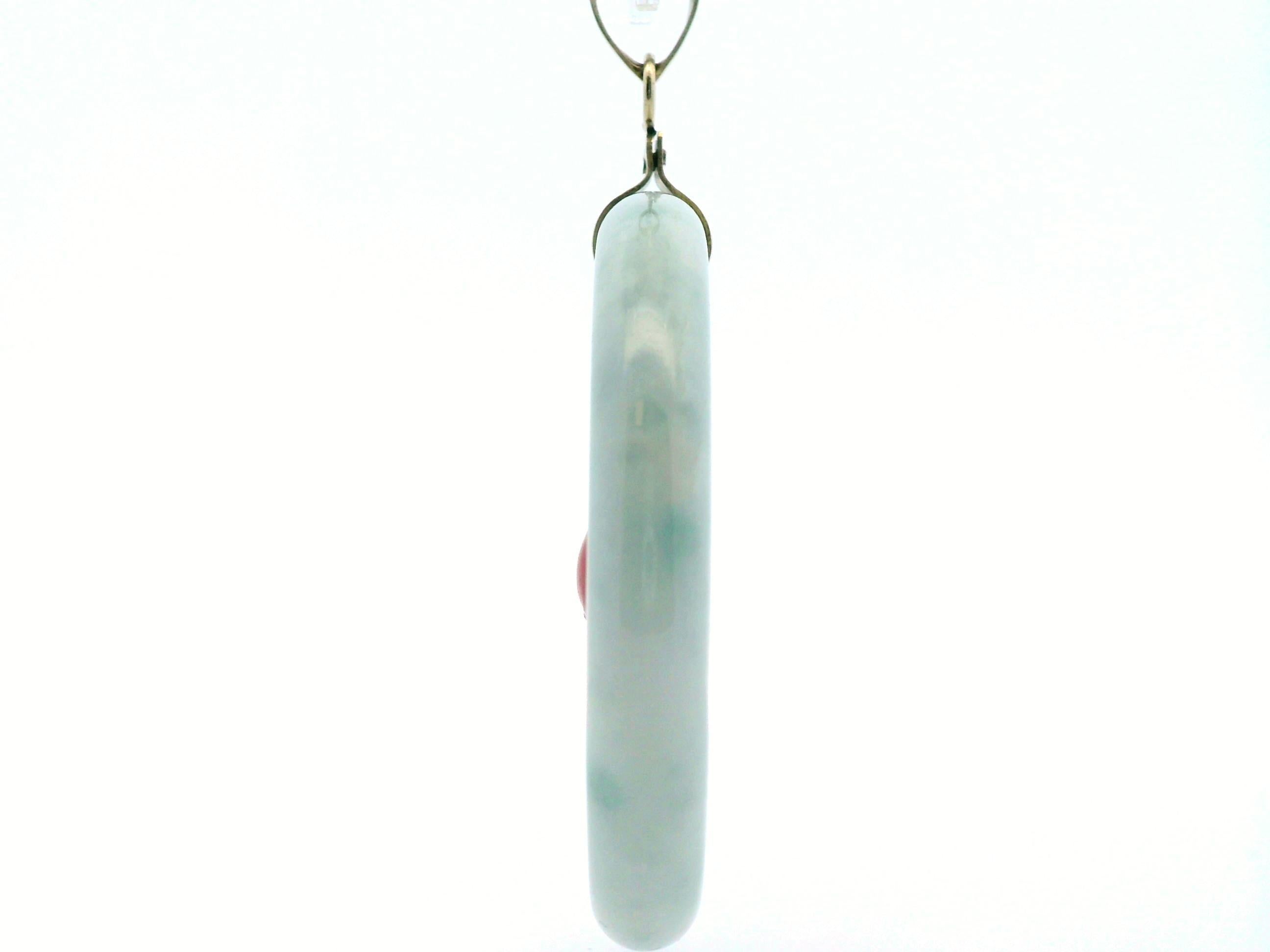 Multi Color Jade + 14k Yellow Gold Pendant In Good Condition For Sale In Lexington, KY