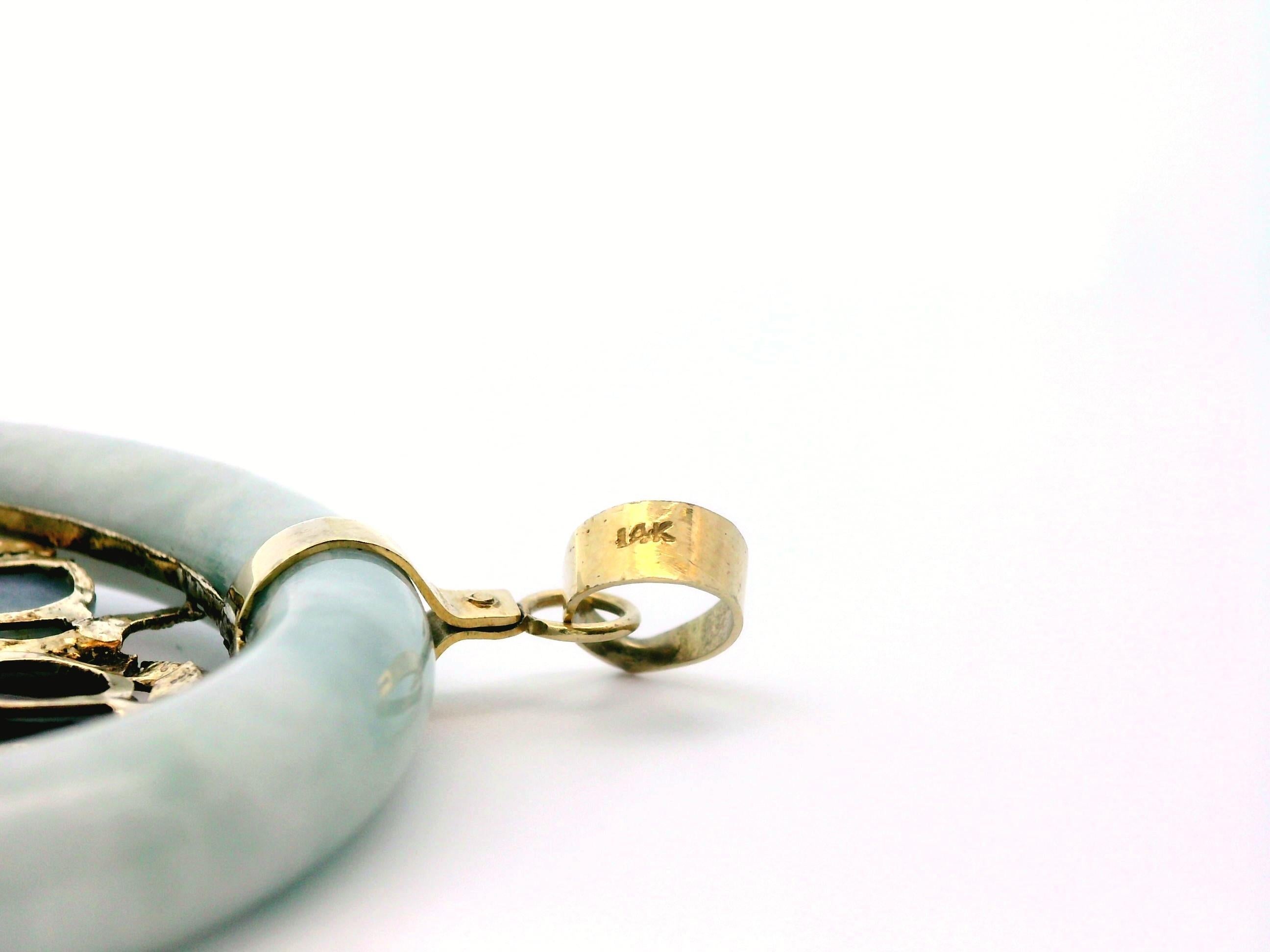 Women's Multi Color Jade + 14k Yellow Gold Pendant For Sale