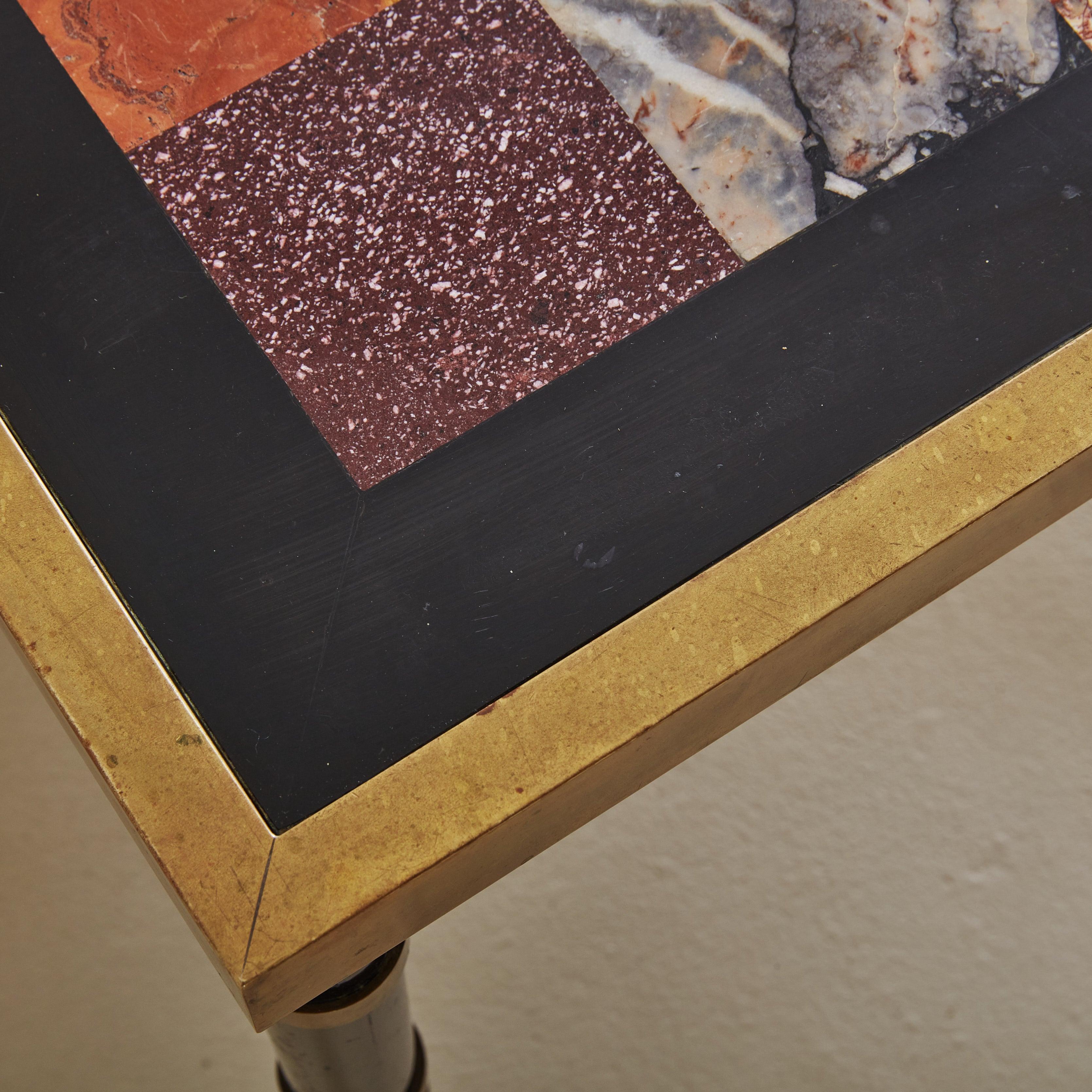 French Multi-Color Marble Tile Top Coffee Table, Italy 1960s