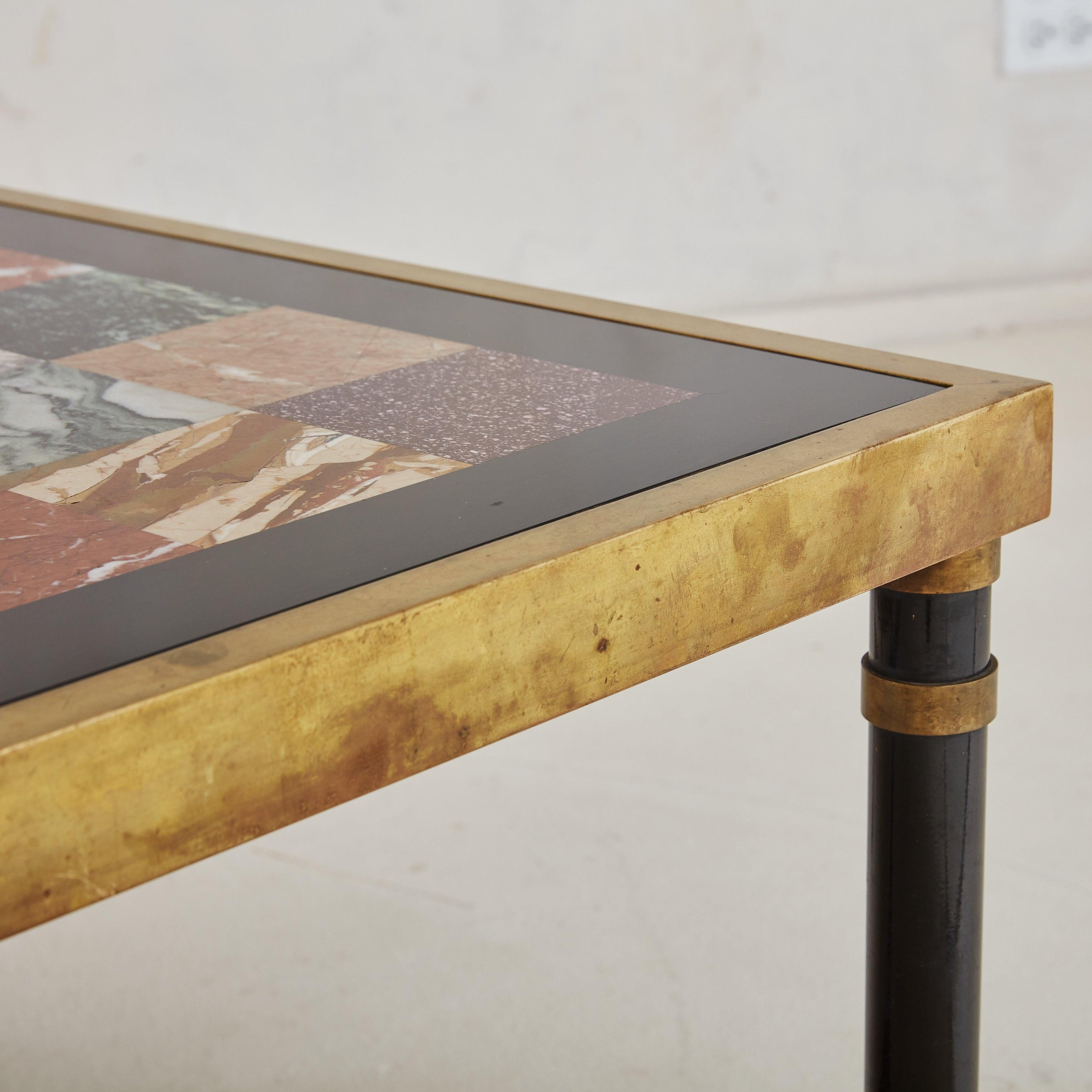 Late 20th Century Multi-Color Marble Tile Top Coffee Table, Italy 1960s