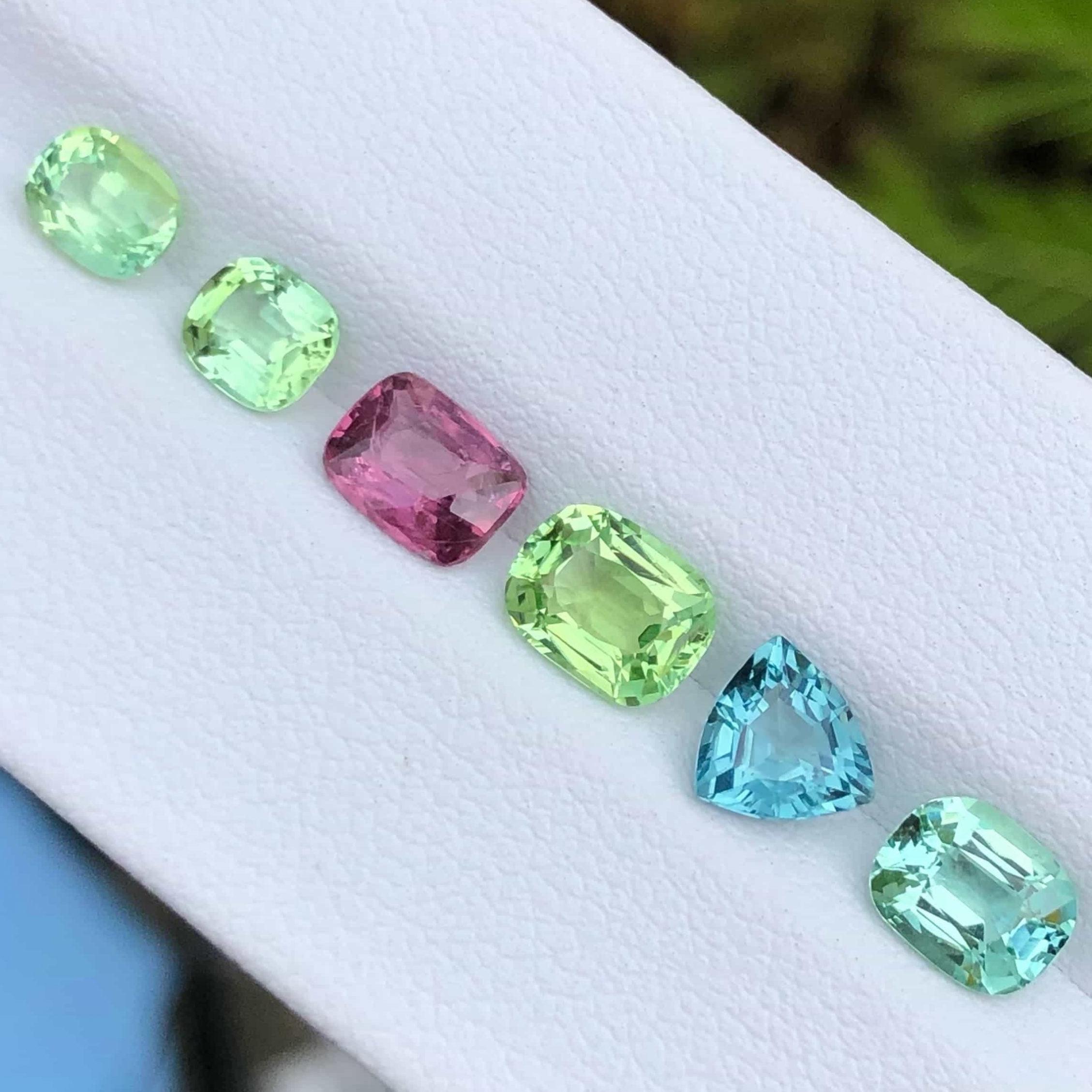 Gemstone Name	Multi-Color Mix Tourmaline Lot
Weight	4.95 carats
Weight Range	0.45 to 1.05 carats
Clarity	VVS to Eye Clean
Origin	Afghanistan
Treatment	None




Experience the enchanting allure of our Multi Color Mix Tourmaline Lot, a breathtaking