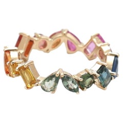 Multi-Color Mixed Shape 14K (18K Custom) Gemstone Eternity Band Ring