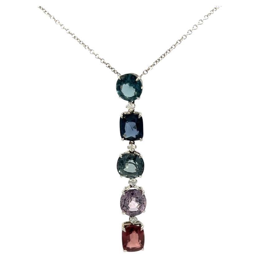 Georland 18 Karat White Gold Tiled Diamond and Gemstone Pendant