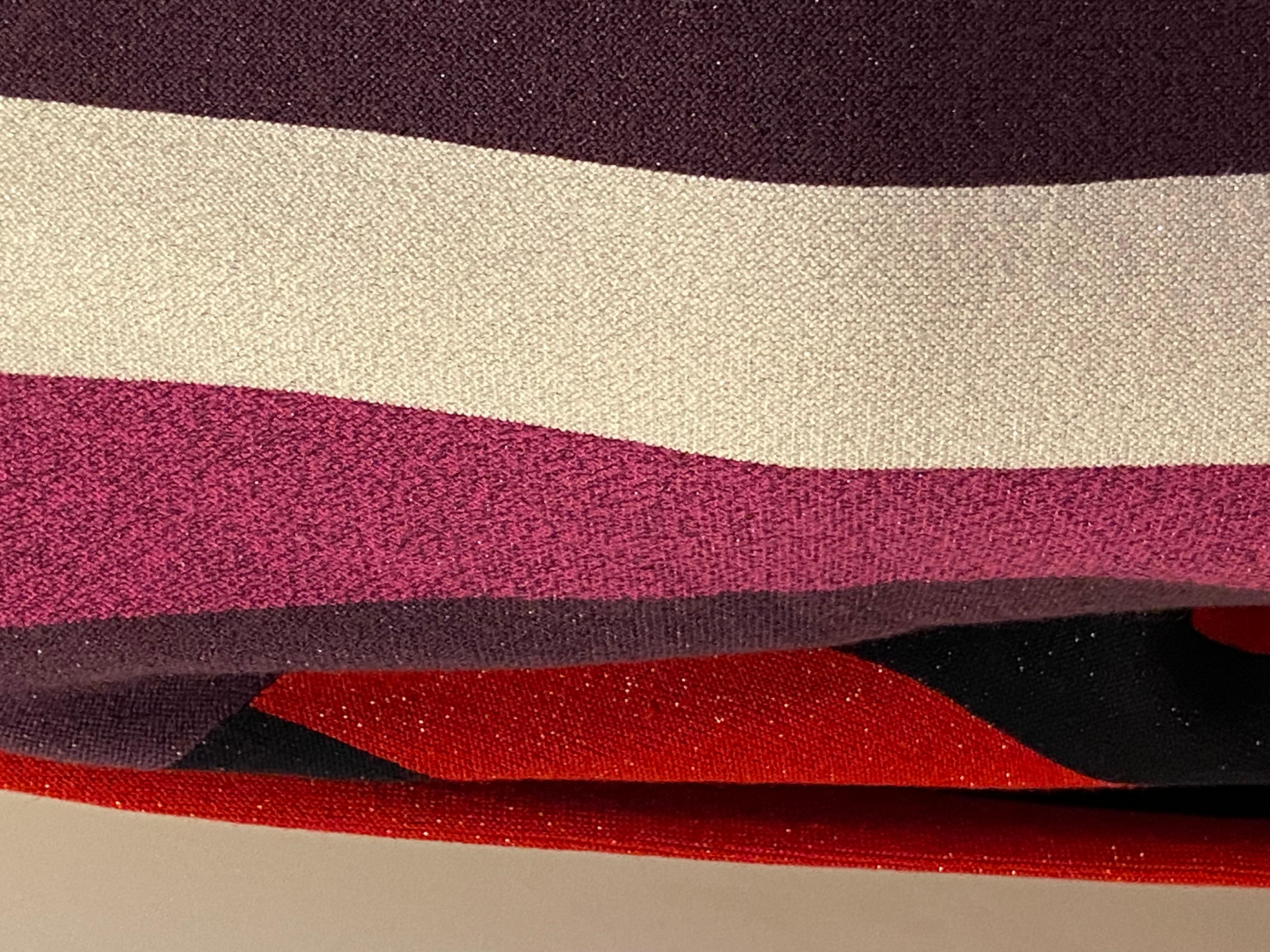 Multi-Color Multi-Stripe Gentle Metallic  Pullover Knit Scoop-Neck Top 7