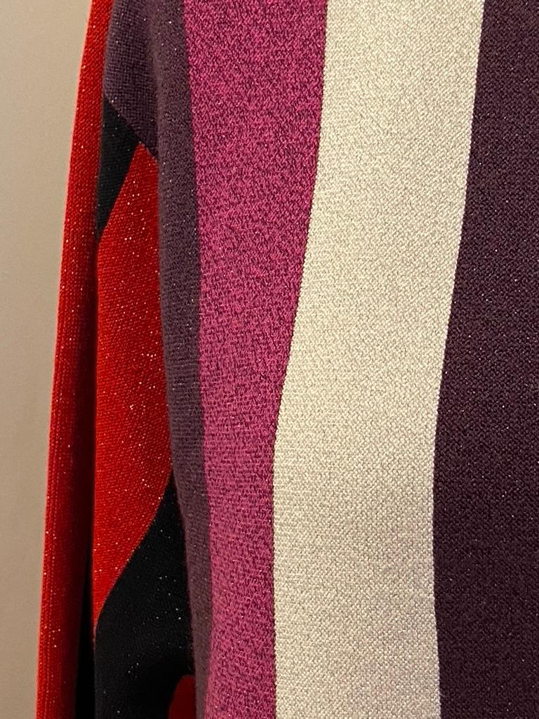 Women's or Men's Multi-Color Multi-Stripe Gentle Metallic  Pullover Knit Scoop-Neck Top