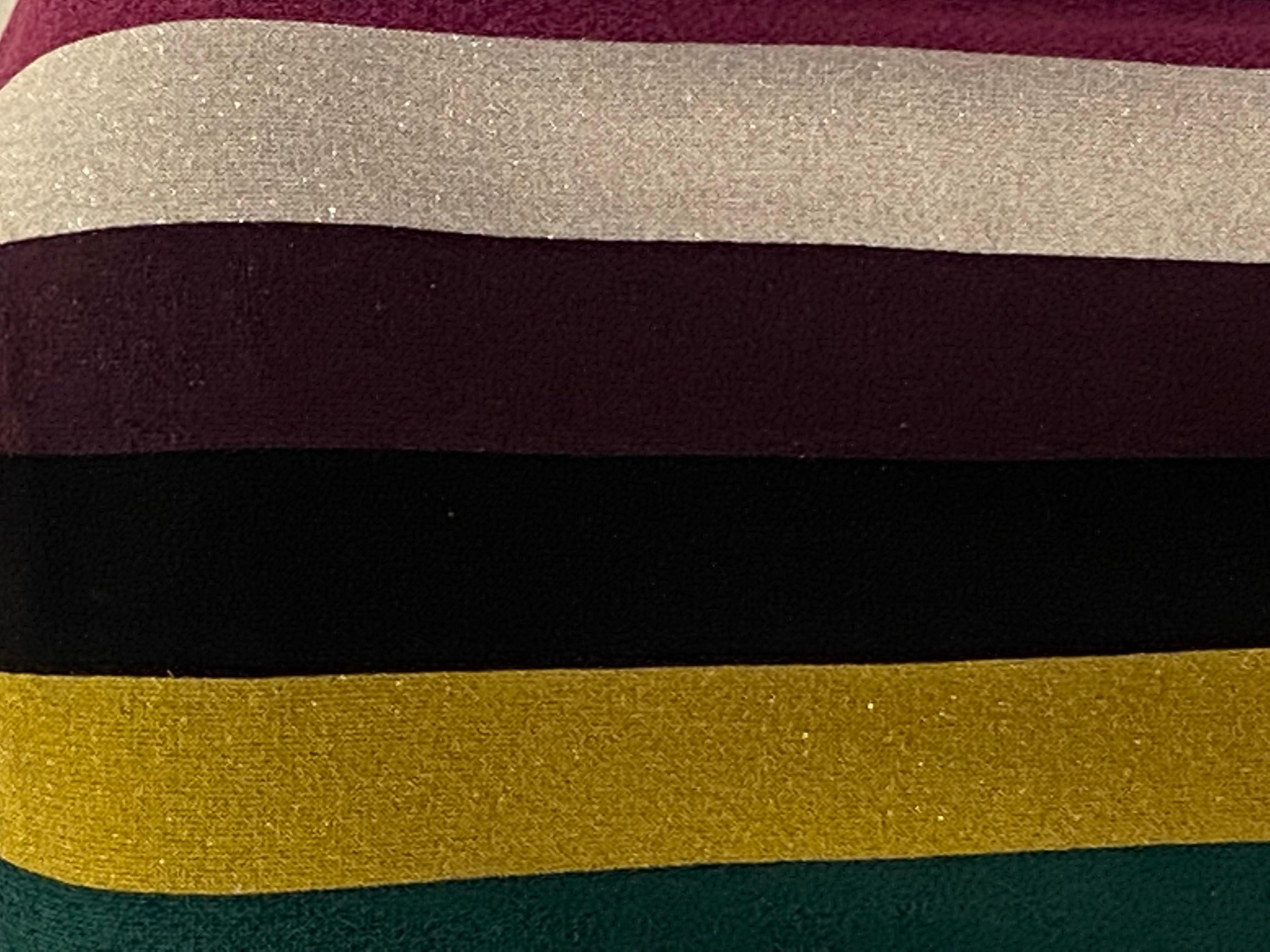 Multi-Color Multi-Stripe Gentle Metallic  Pullover Knit Scoop-Neck Top 1