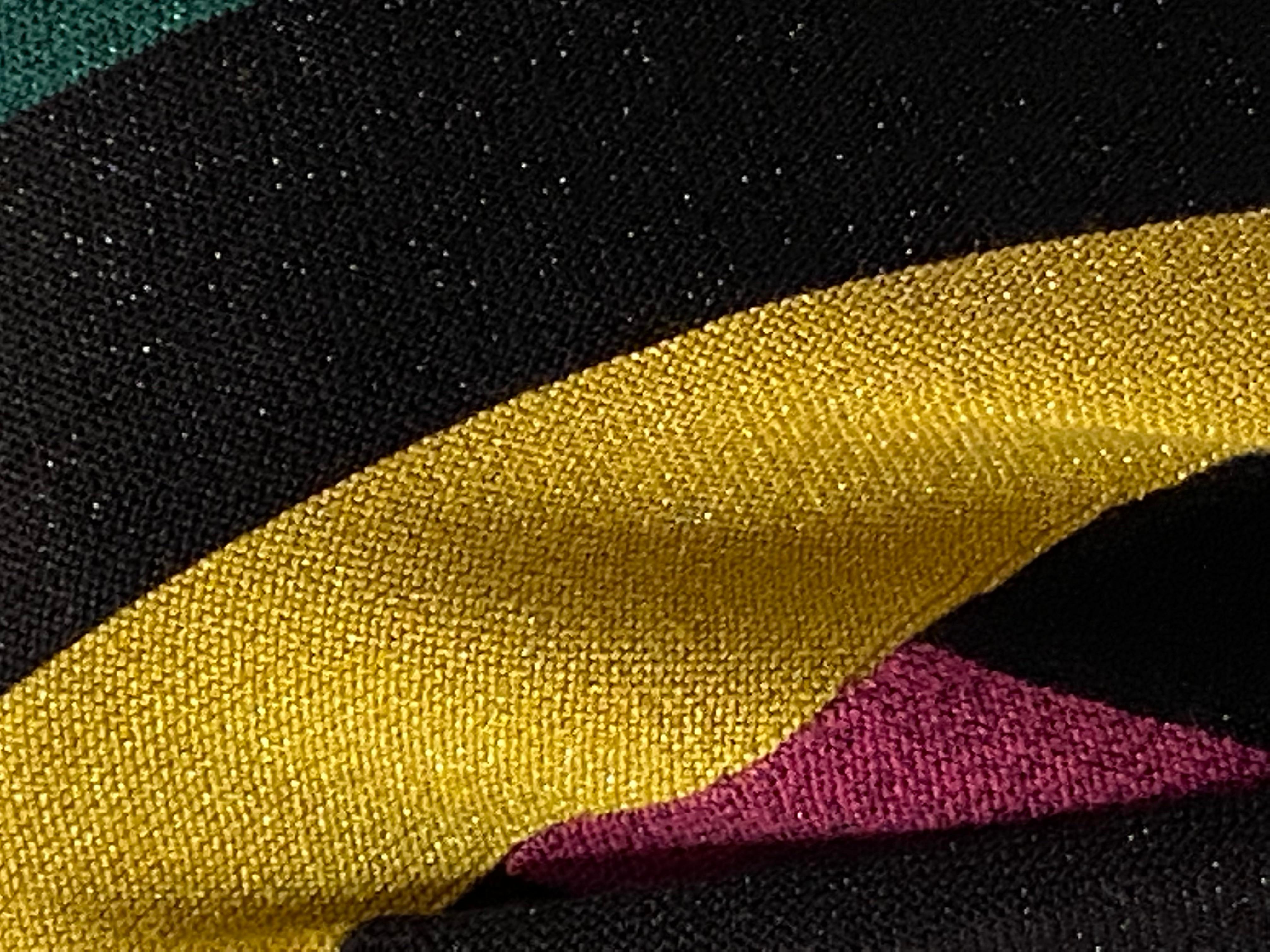 Multi-Color Multi-Stripe Gentle Metallic  Pullover Knit Scoop-Neck Top 3