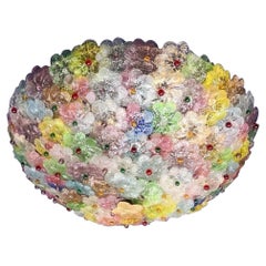 Multi-Color Murano Flower Glass Big Ceiling Light, 1950s