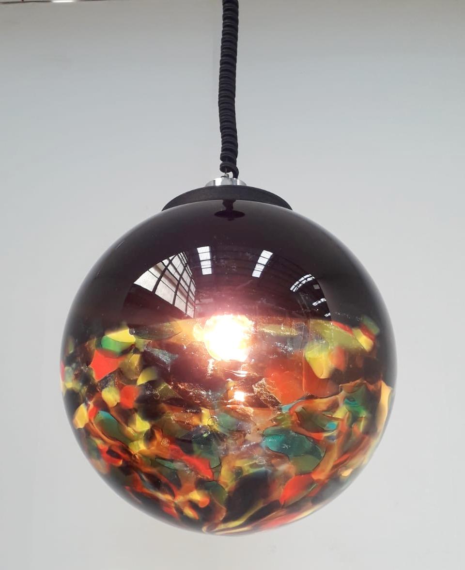 Mid-Century Modern Multi-Color Murano Glass Globe Pendant For Sale