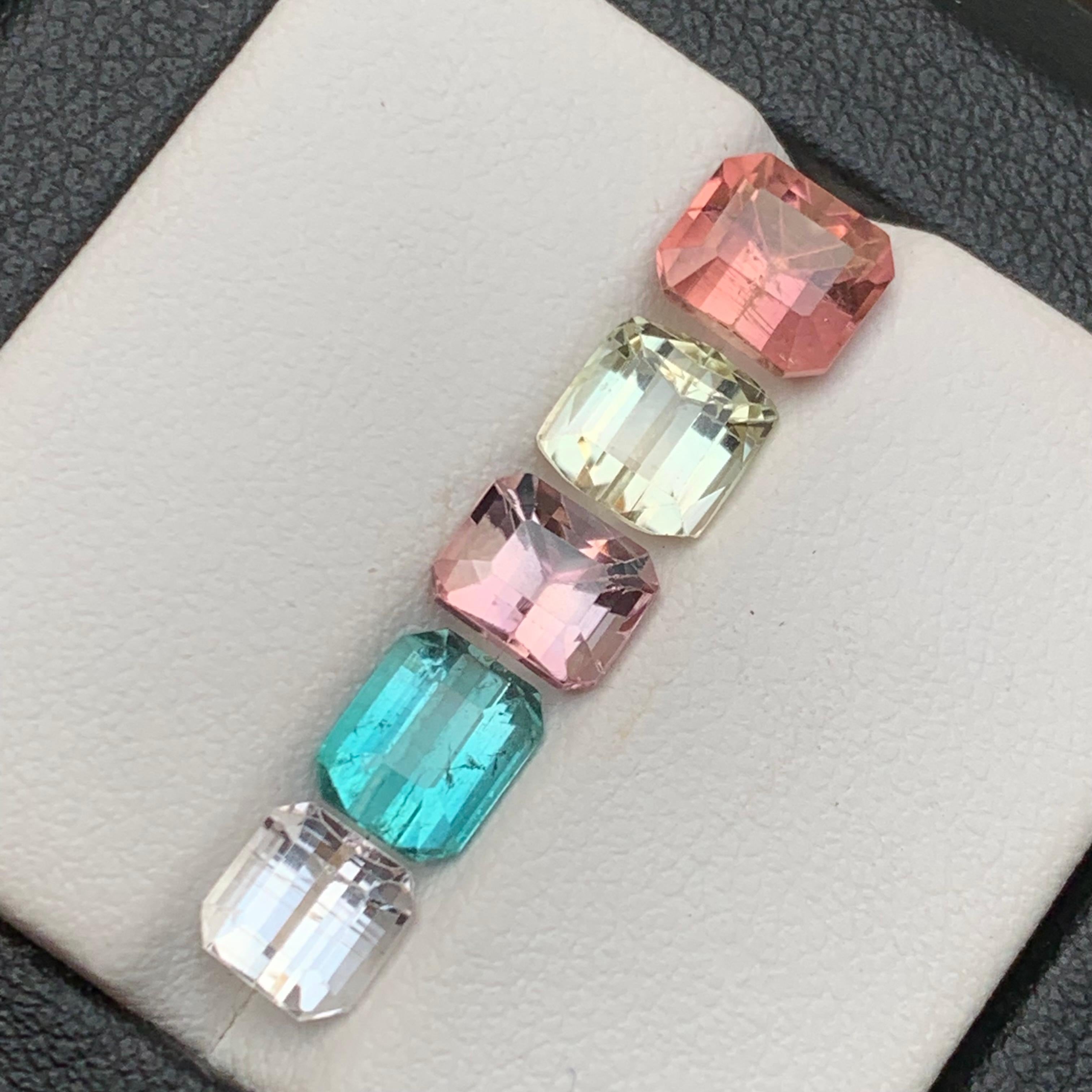 Peachy Pink, Pale Yellow, Sky Blue and Light Peach Natural Tourmaline Loose Gemstones Mix Color Lot for Bracelet, Pendant Necklace , or any other Jewelry Setting-Emerald Cut Kunar, Afghanistan!!

💎 GEMSTONE TYPE: Tourmaline
⚖️ WEIGHT: 6.25