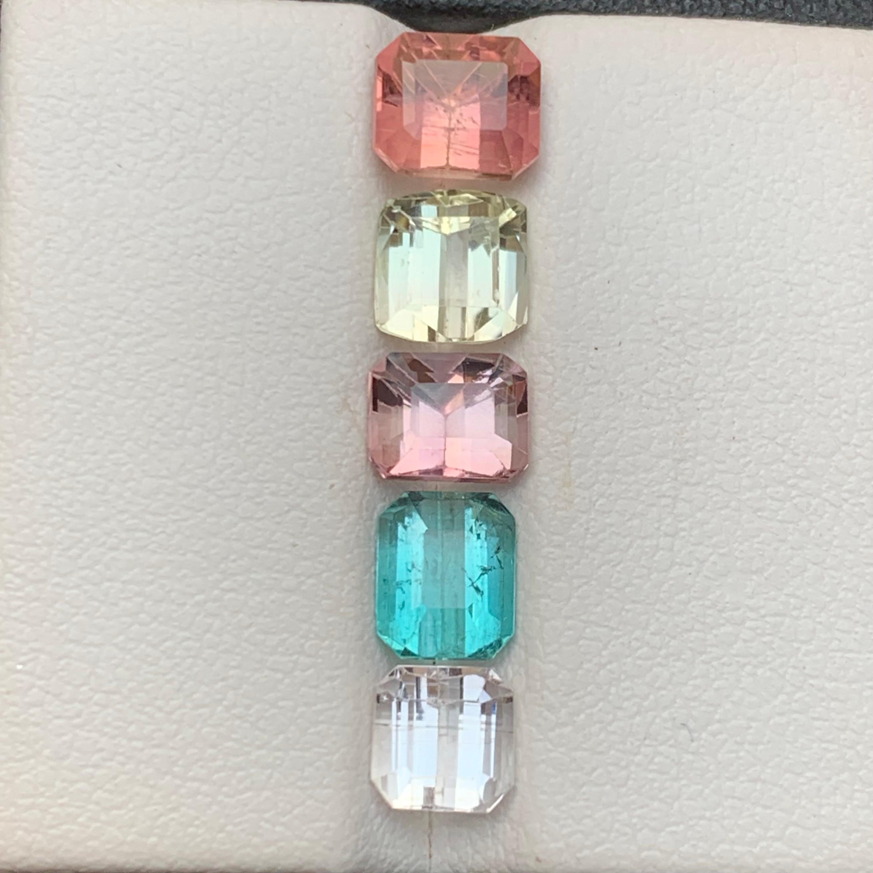 Contemporary Multi Color Natural Tourmaline Bracelet, Necklace Loose Gemstones Lot 6.24 Carat For Sale