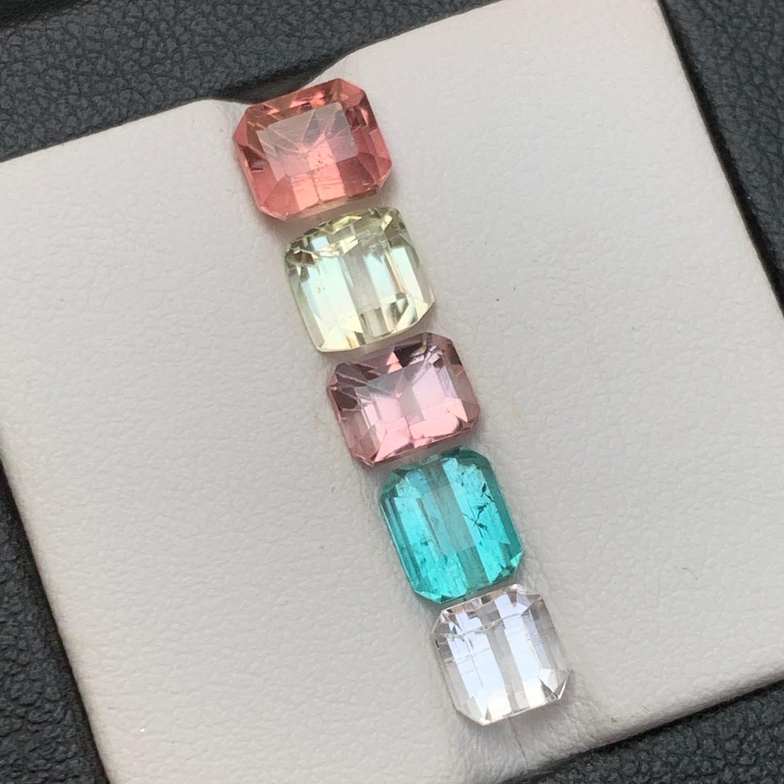 Multi Color Natural Tourmaline Bracelet, Necklace Loose Gemstones Lot 6.24 Carat For Sale 2
