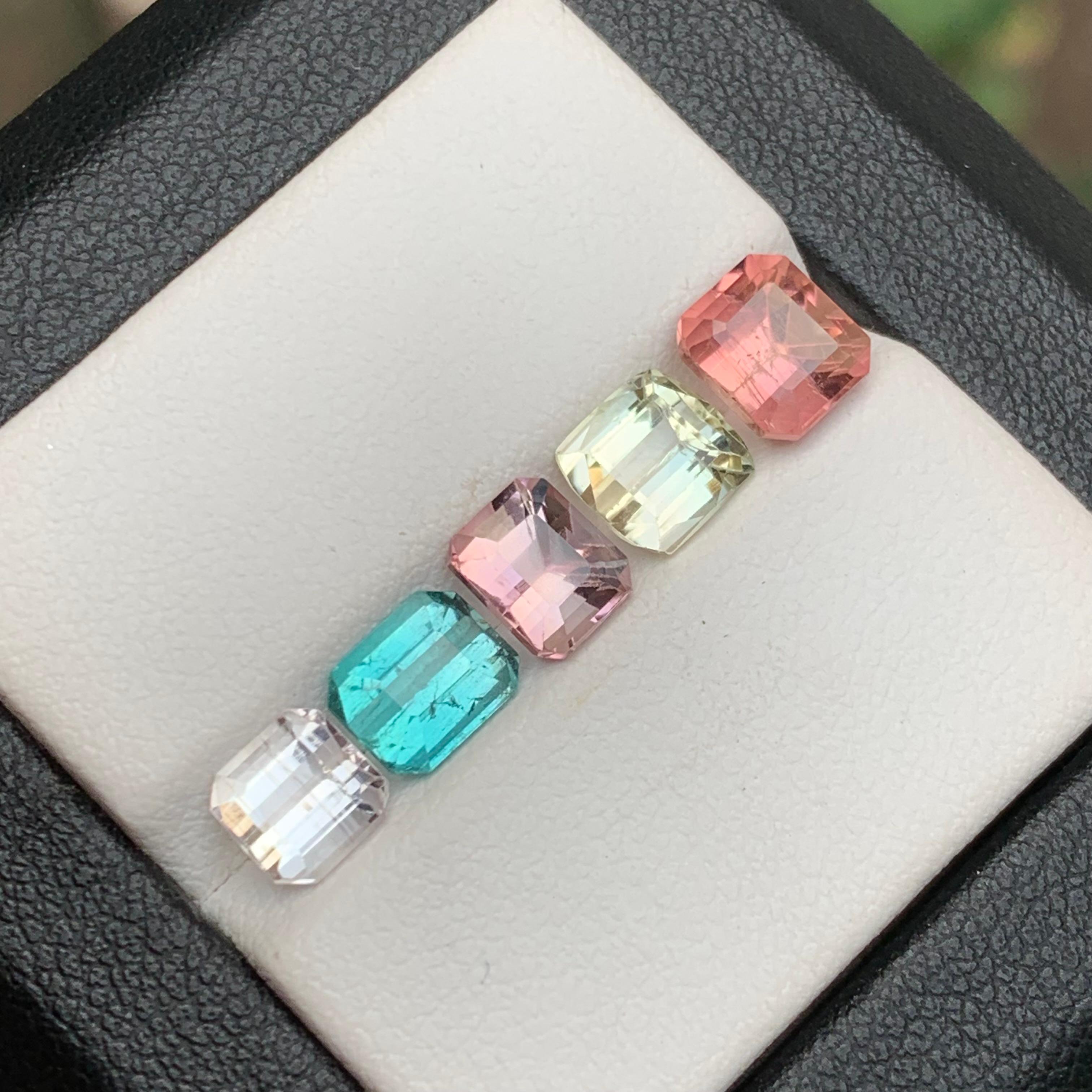 Multi Color Natural Tourmaline Bracelet, Necklace Loose Gemstones Lot 6.24 Carat For Sale 3