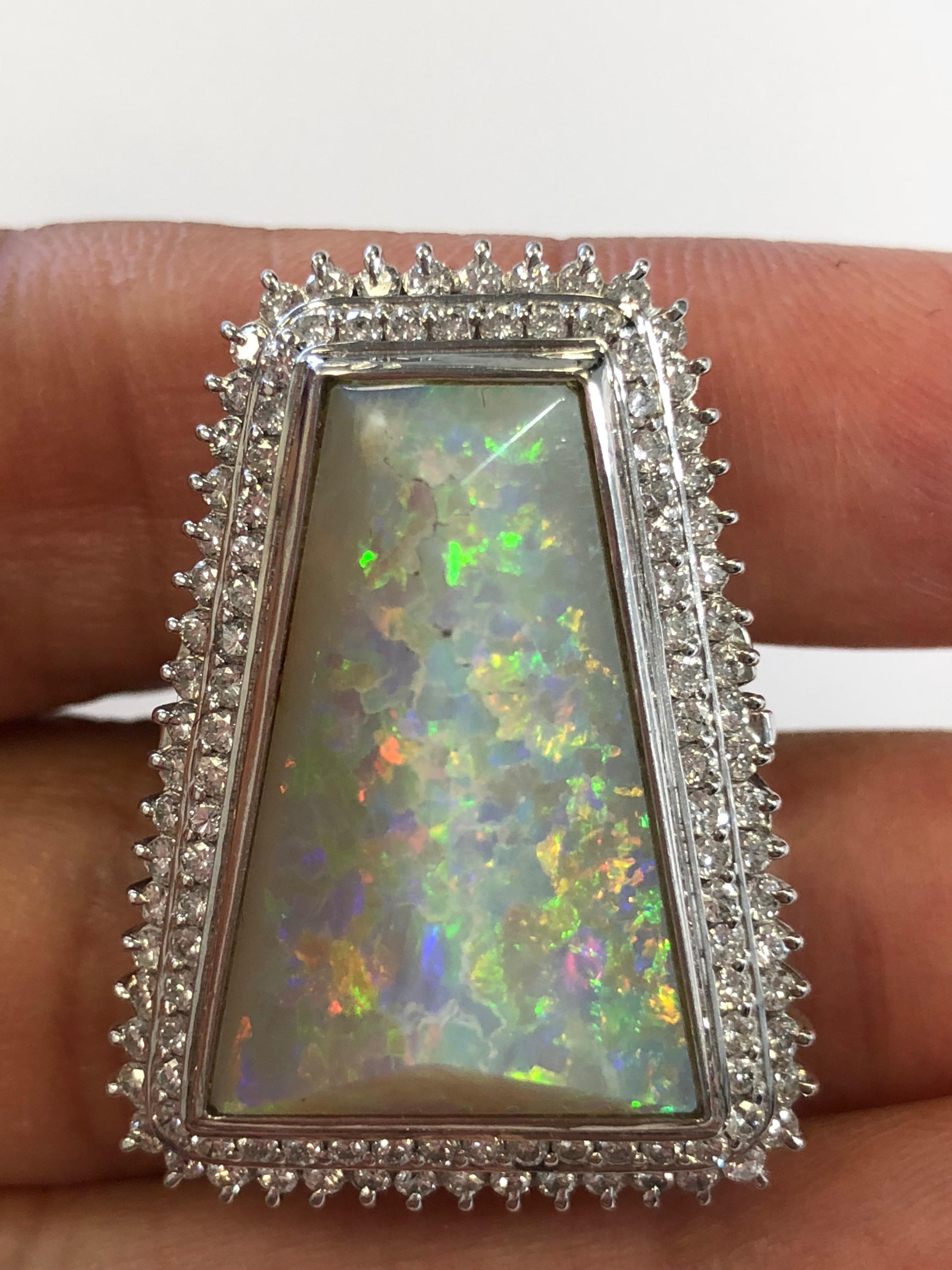 Multi-Color Opal Cabochon and Diamond Cocktail Ring in Platinum 2