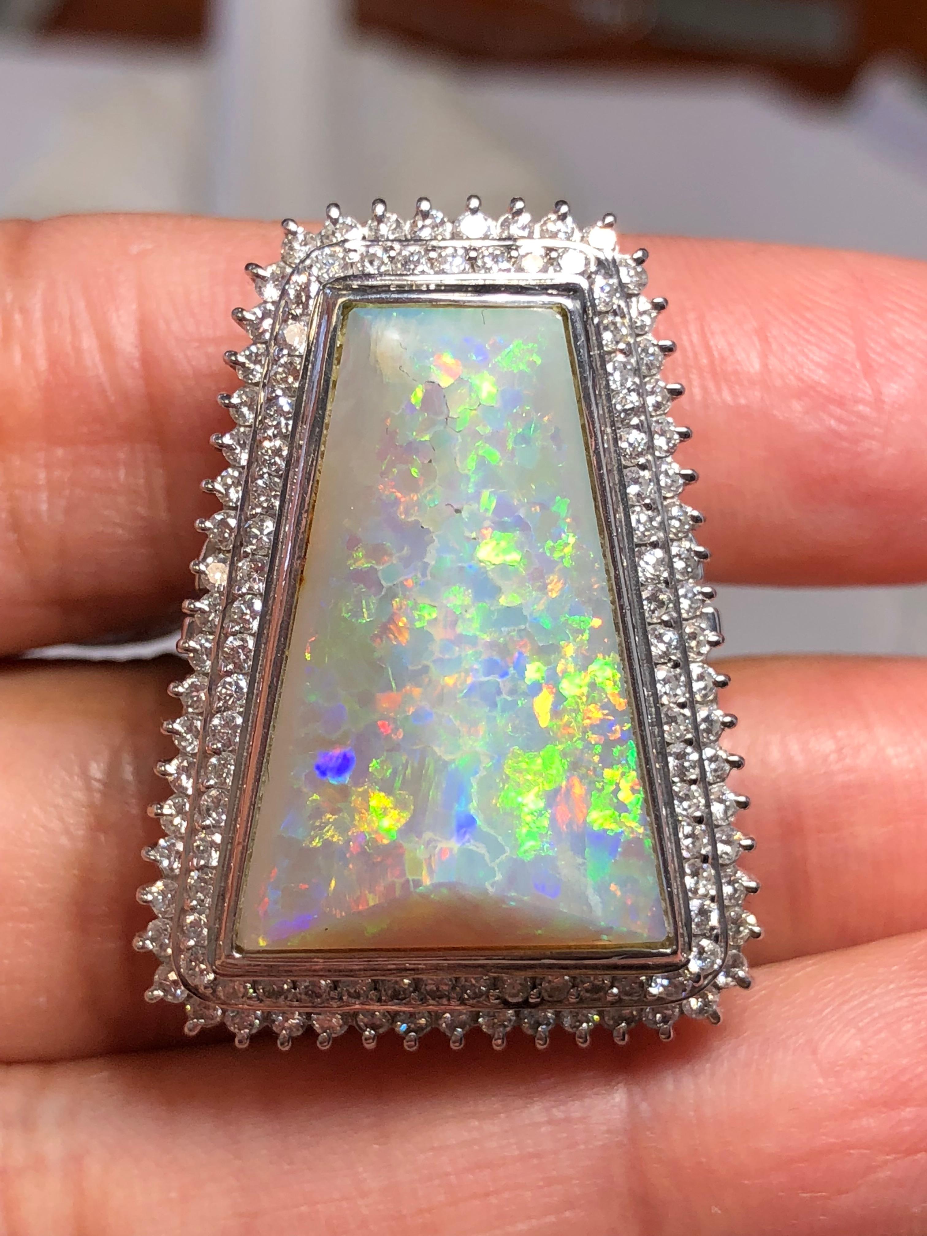 Multi-Color Opal Cabochon and Diamond Cocktail Ring in Platinum 3