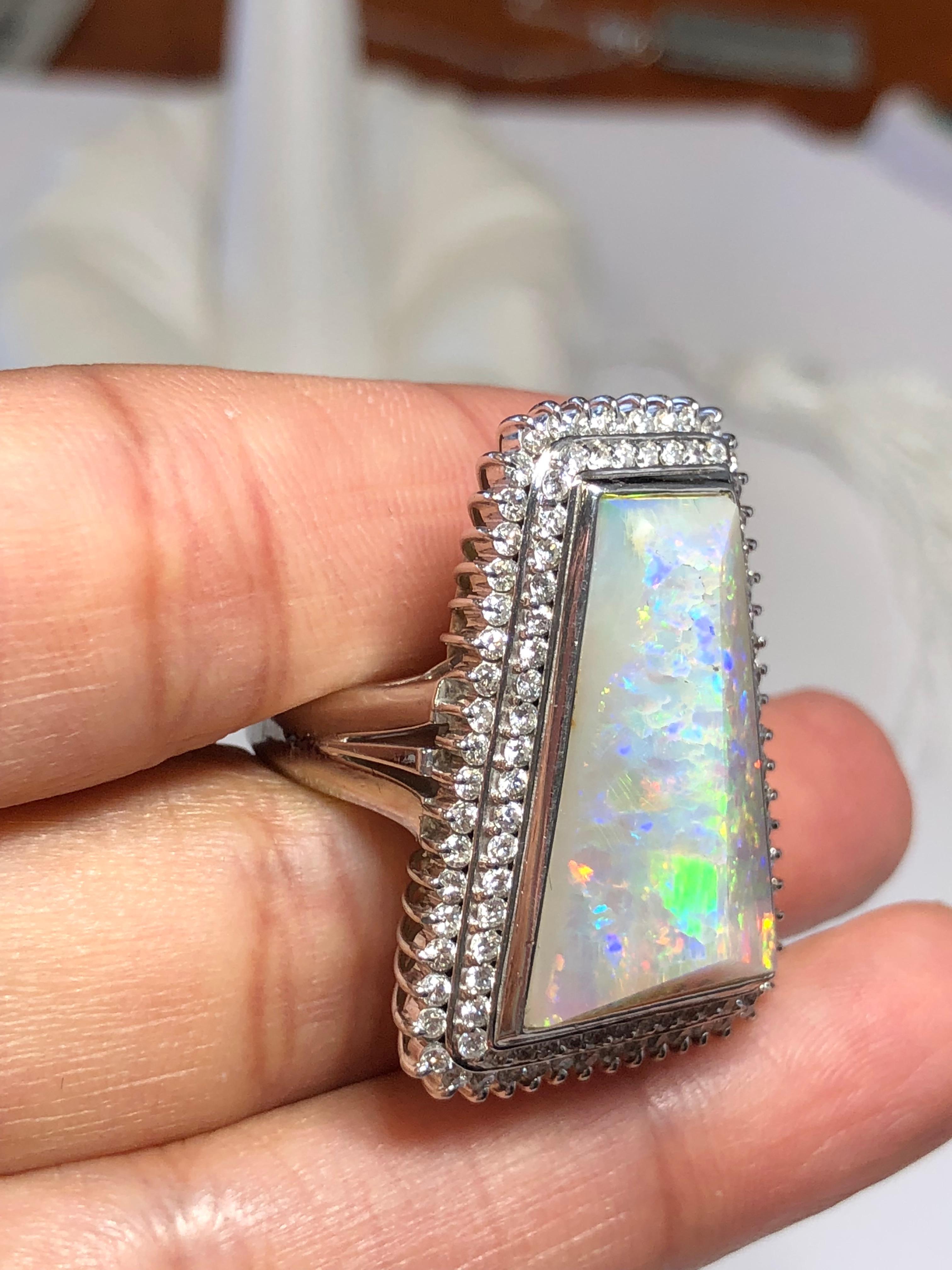 Multi-Color Opal Cabochon and Diamond Cocktail Ring in Platinum 4