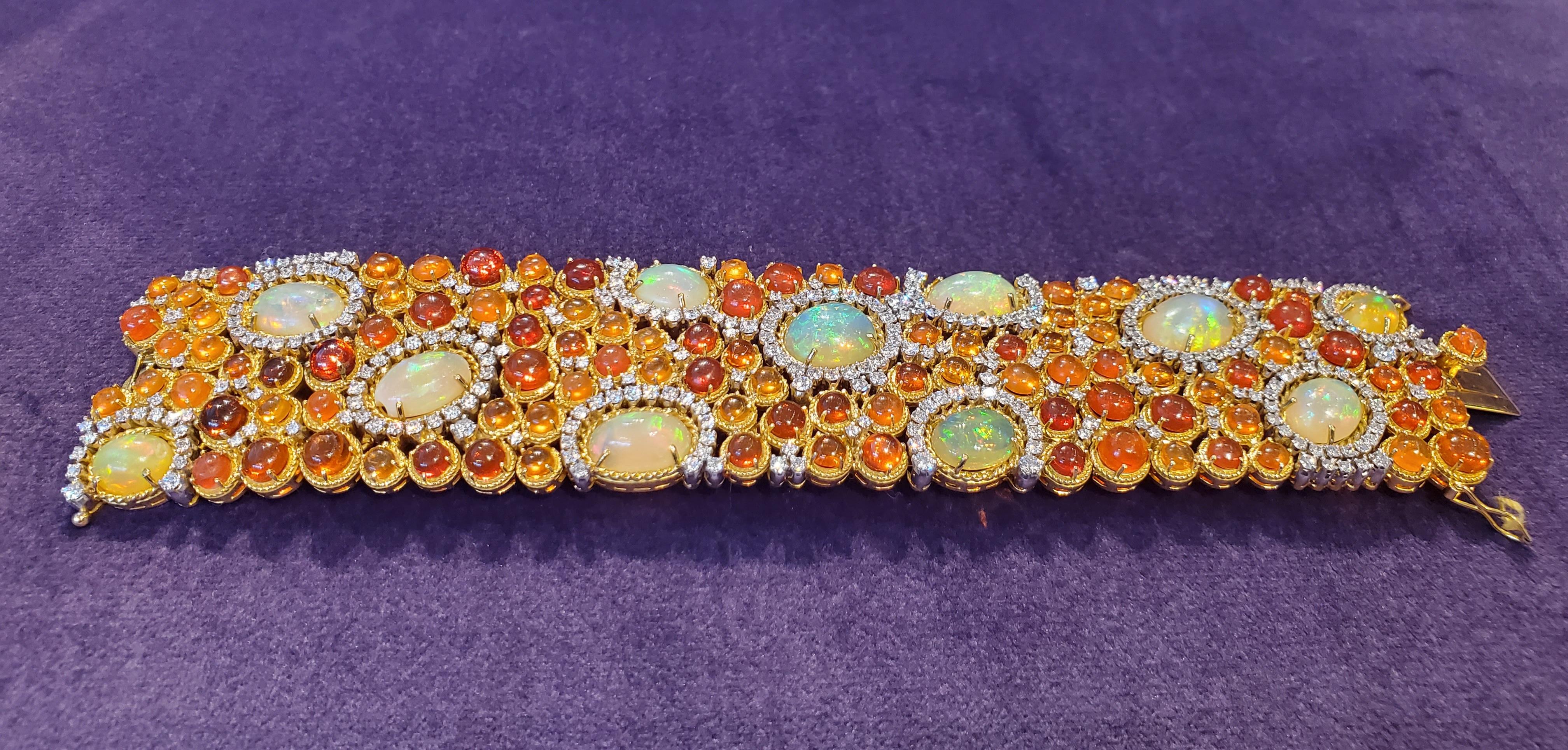 Multi Color Opal & Diamond Bracelet  For Sale 1