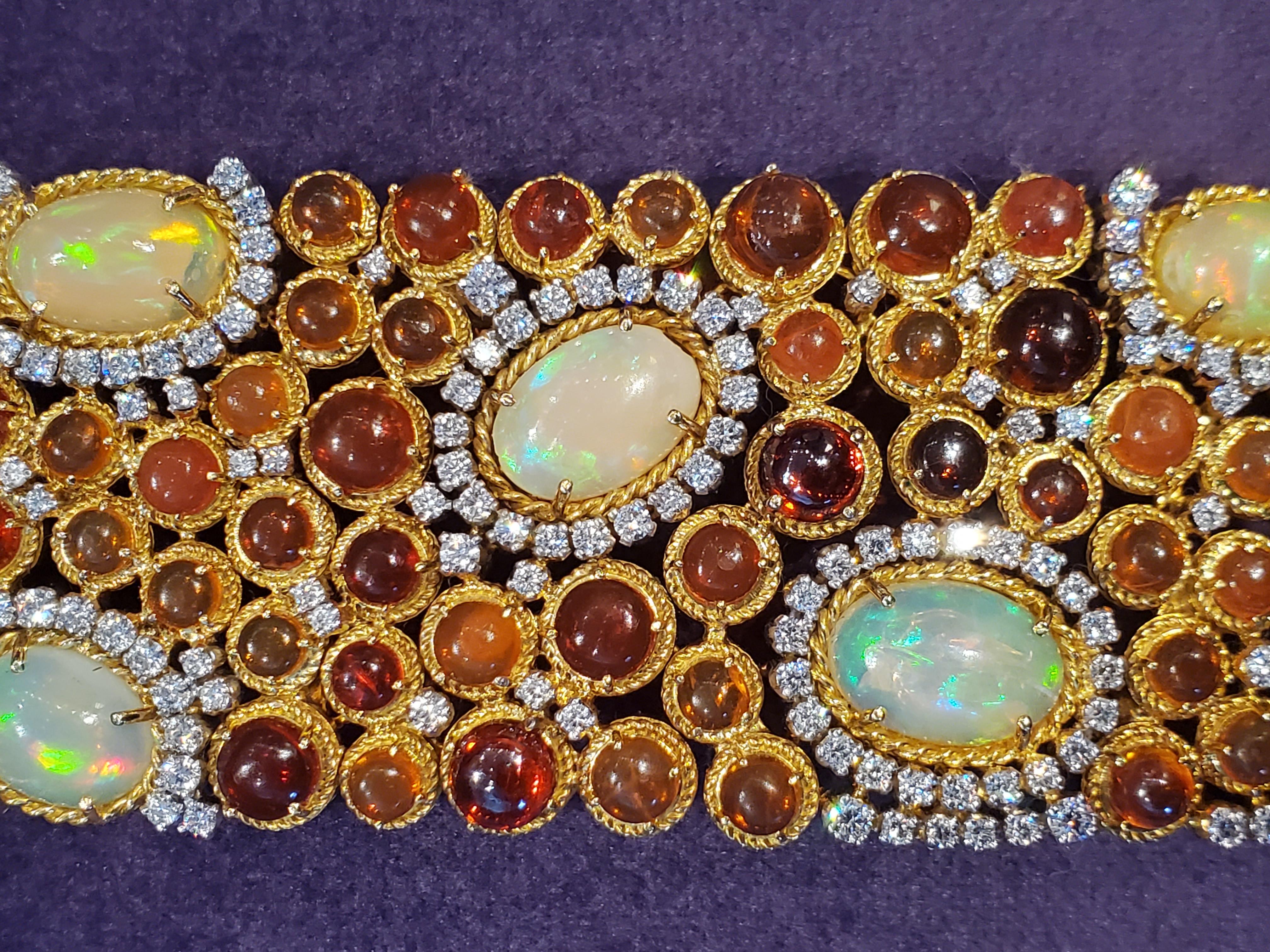 Armband mit mehrfarbigem Opal und Diamanten  im Angebot 2